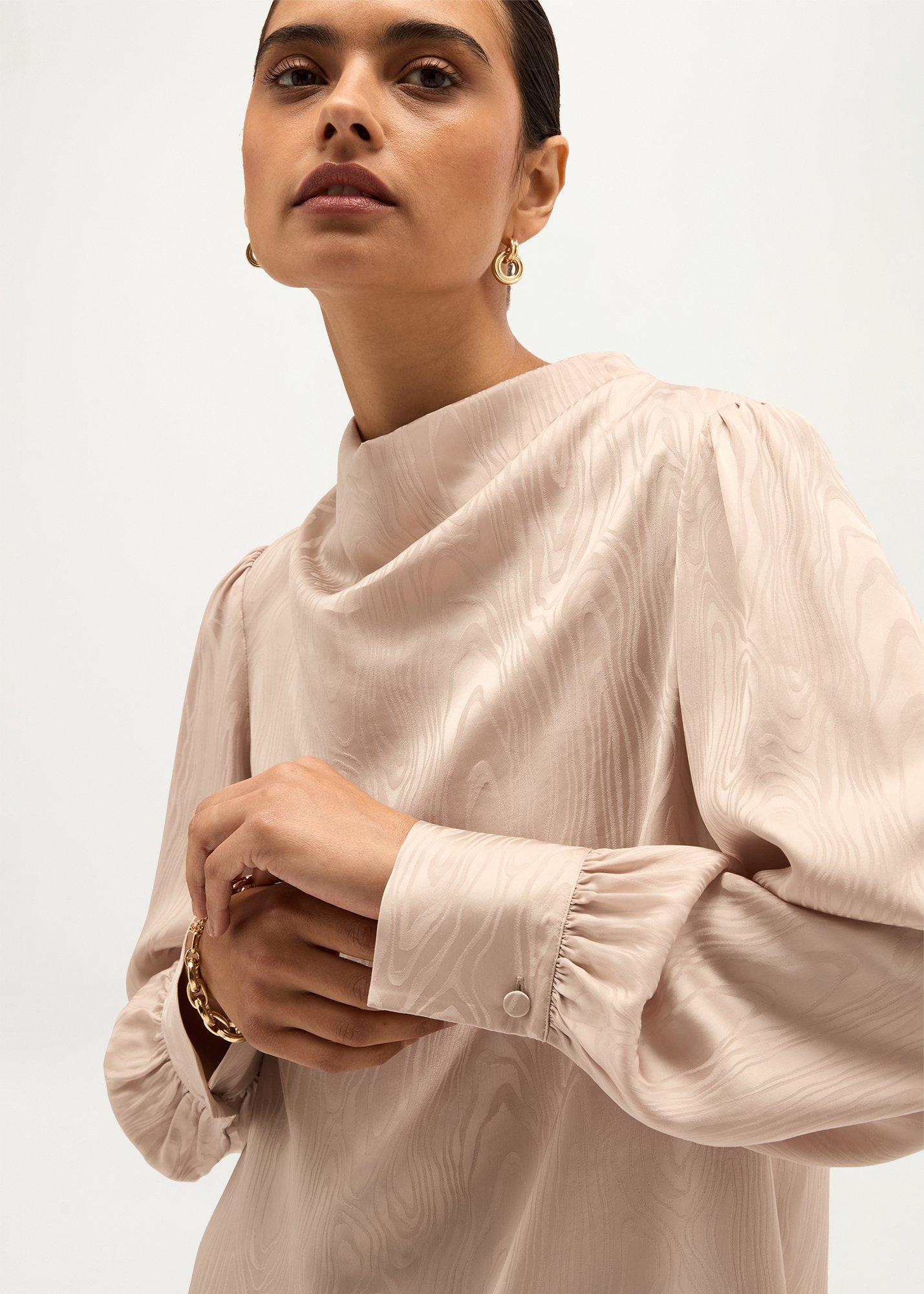 Primrose Moire Blouse, Oyster, hi-res