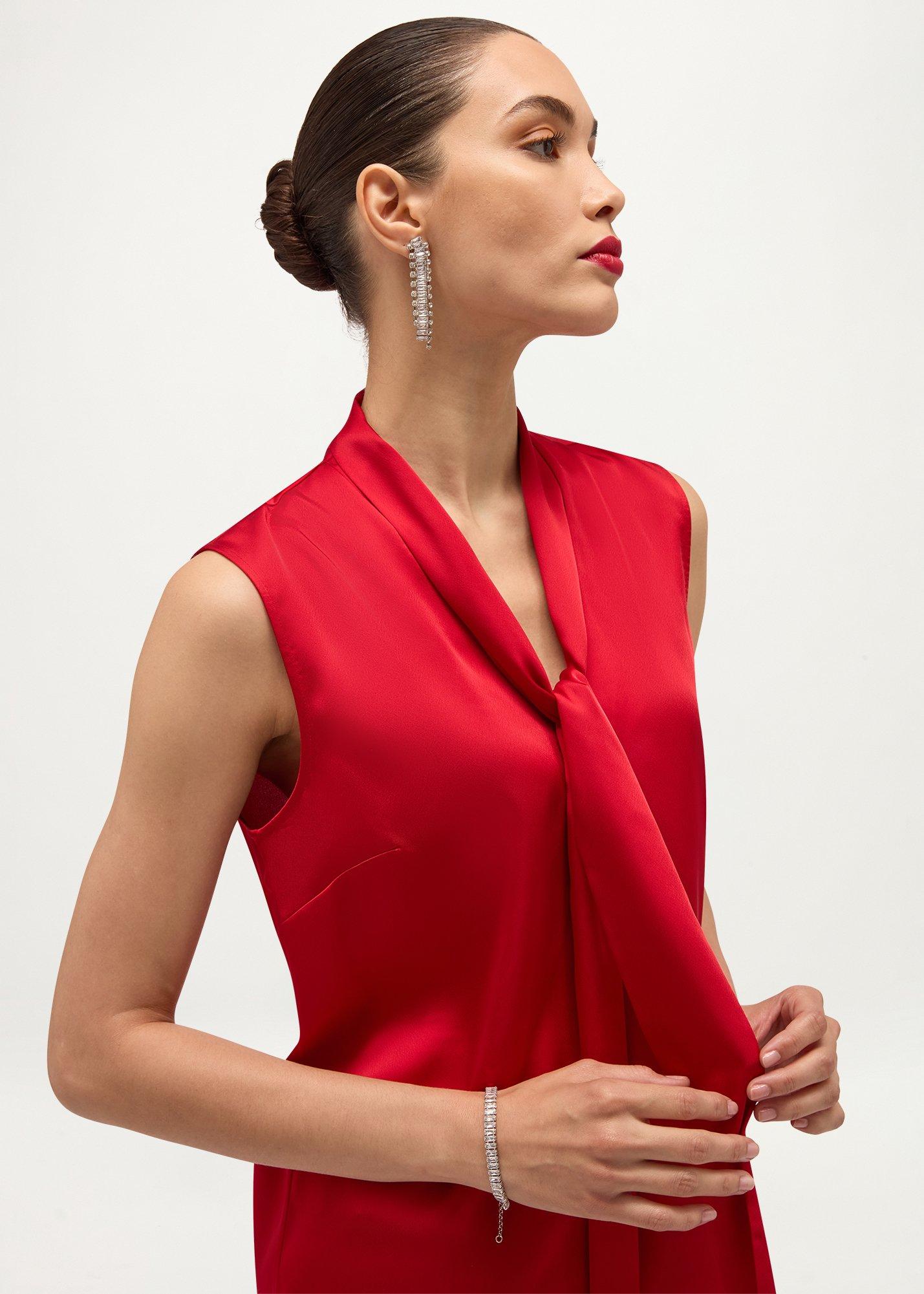 Soula Satin Top, Red, hi-res