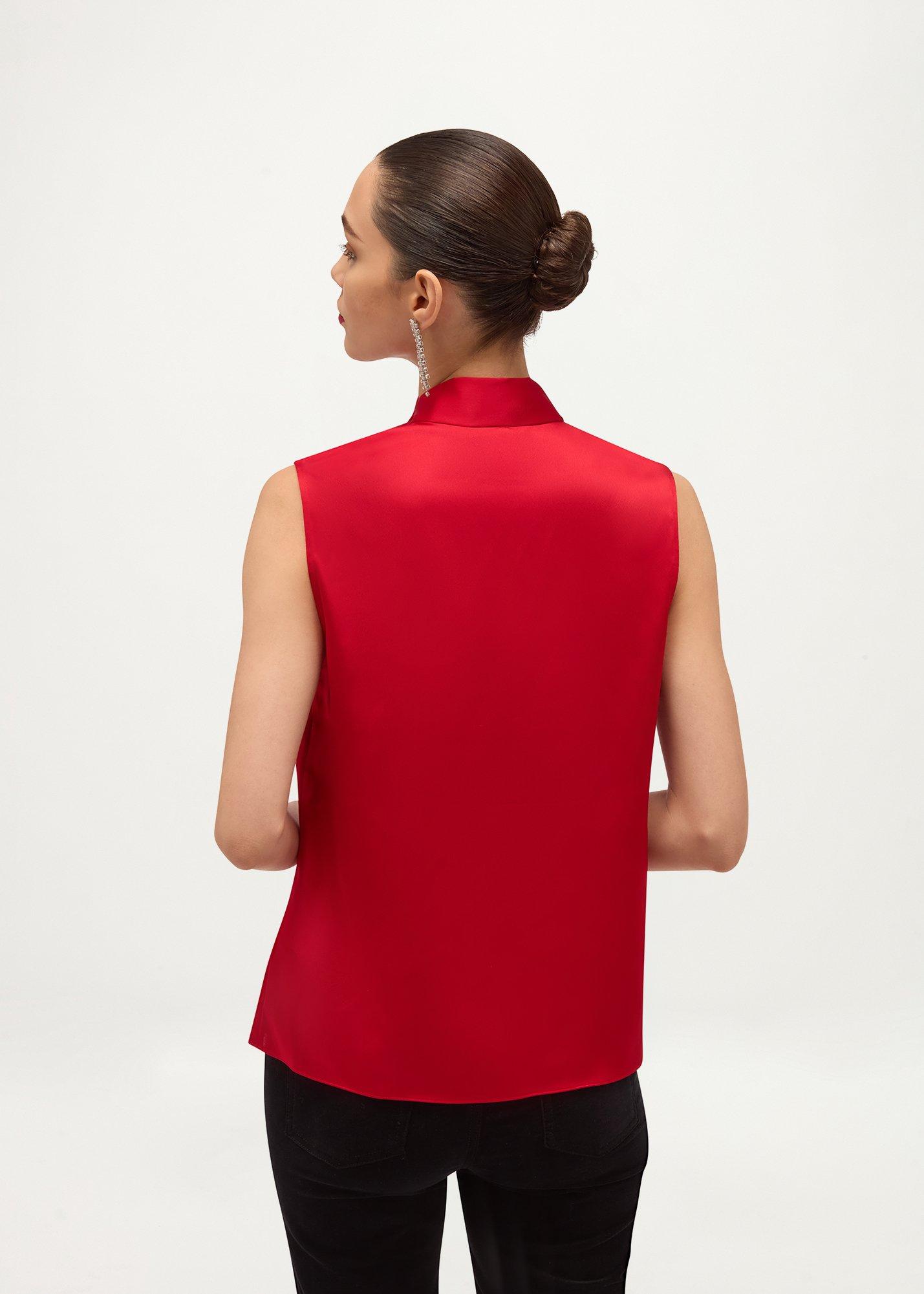 Soula Satin Top, Red, hi-res