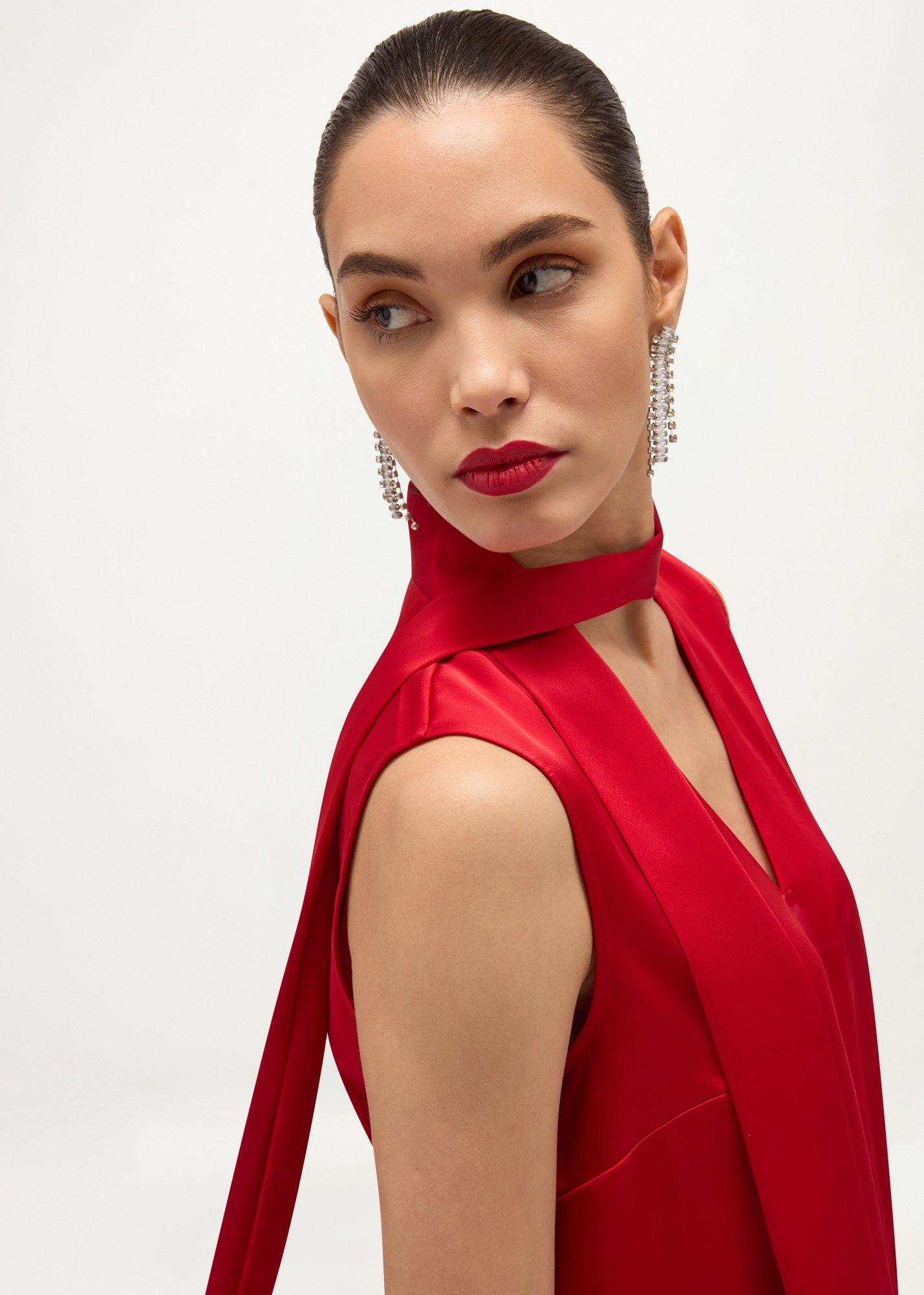 Soula Satin Top, Red, hi-res