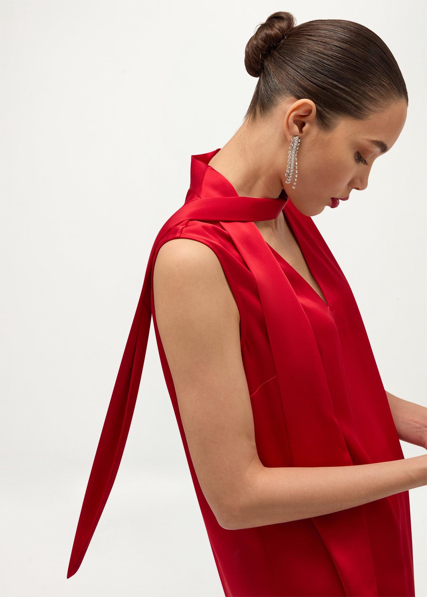 Soula Satin Top, Red, hi-res
