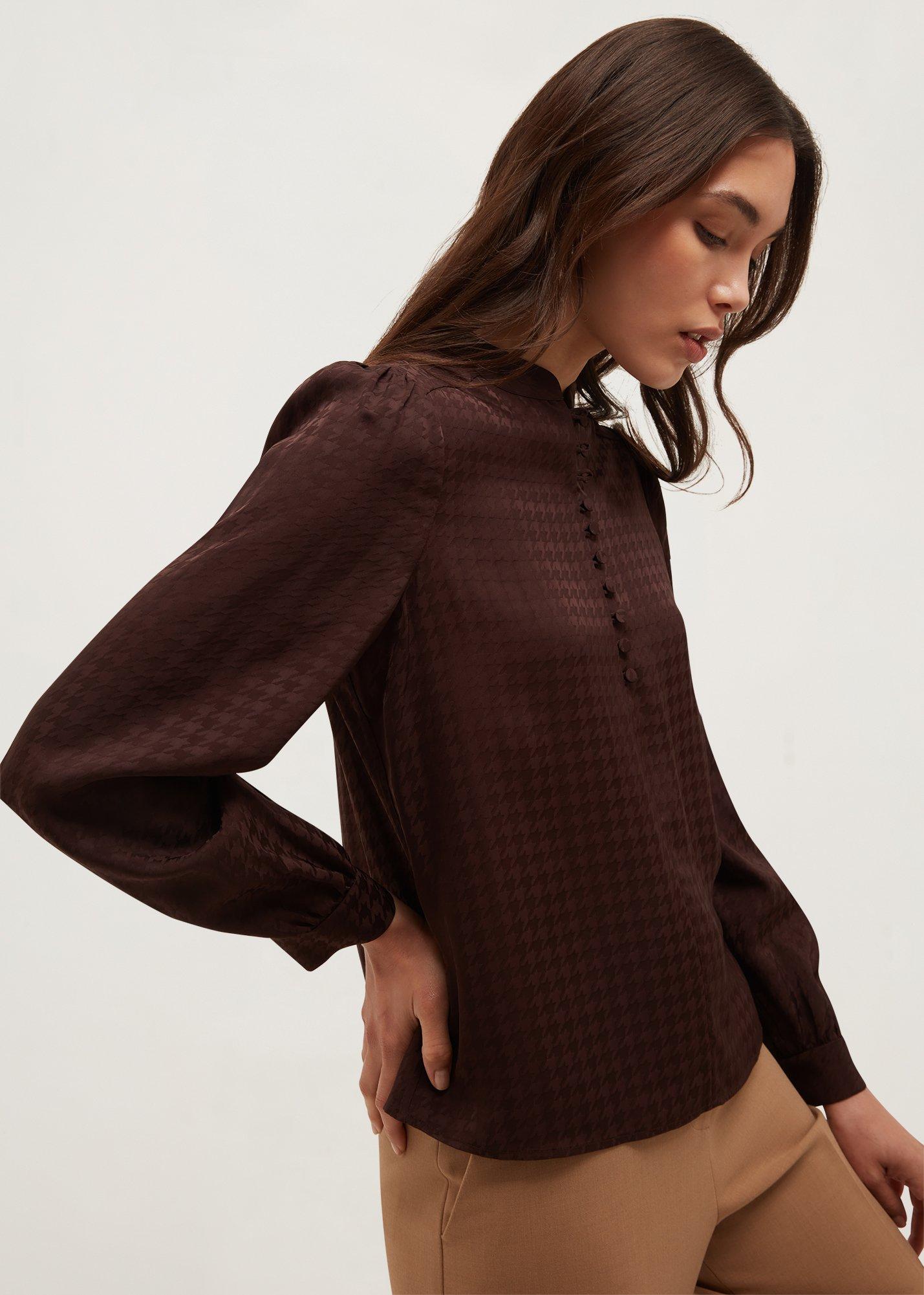 Posy Blouse, Deep Brown, hi-res