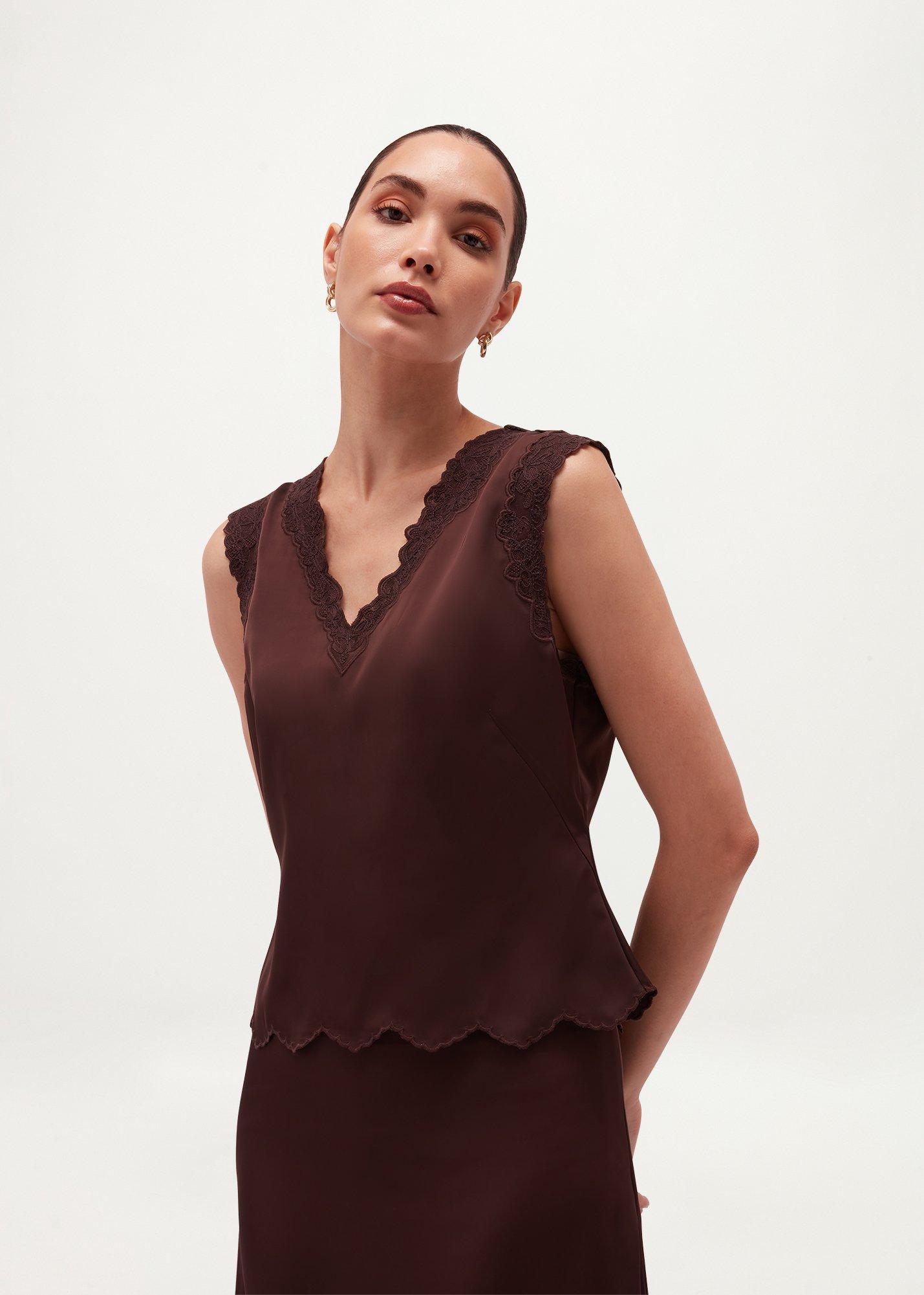 Beaumont Trimmed Satin Top