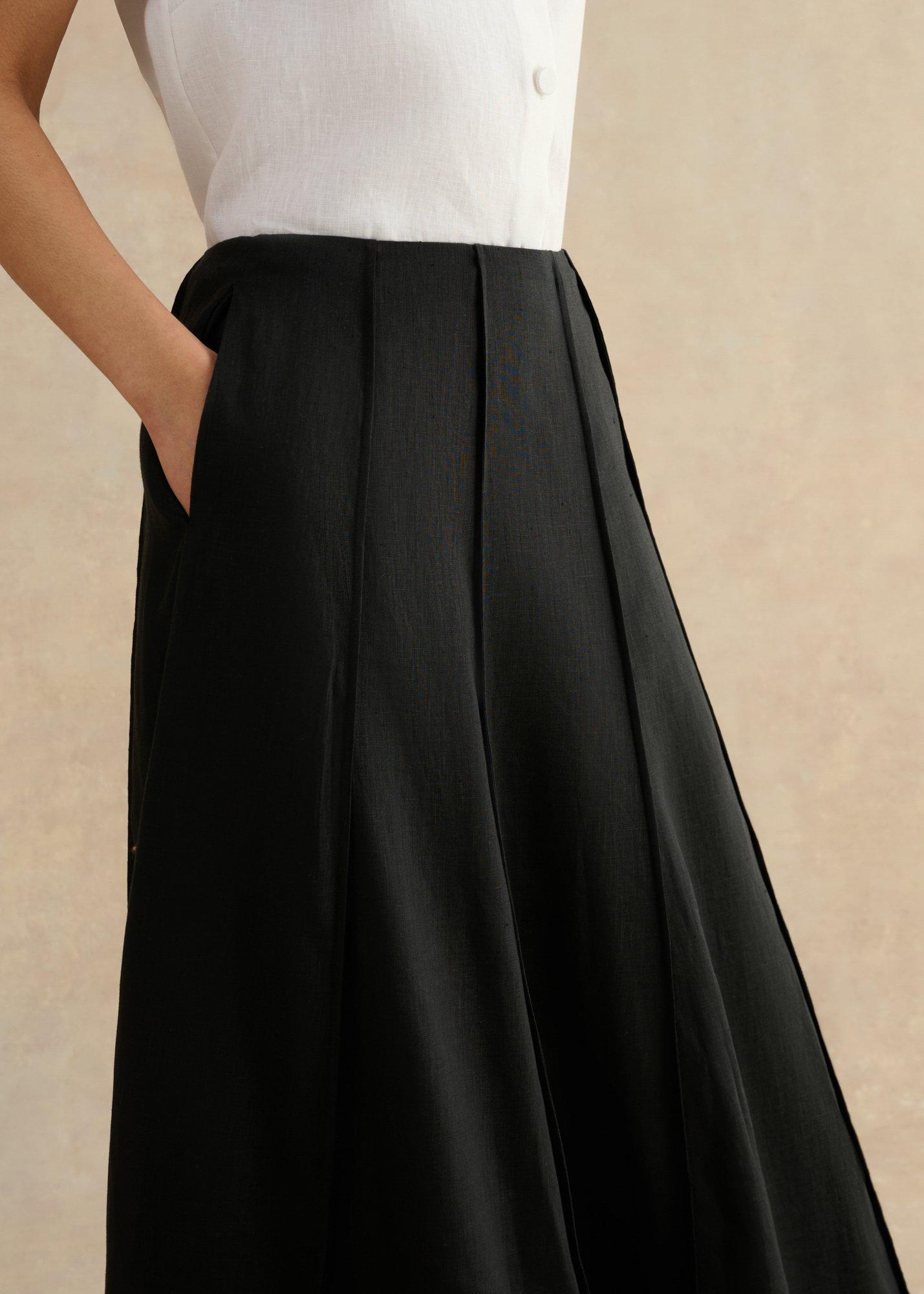 Alice Linen Skirt, Black, hi-res