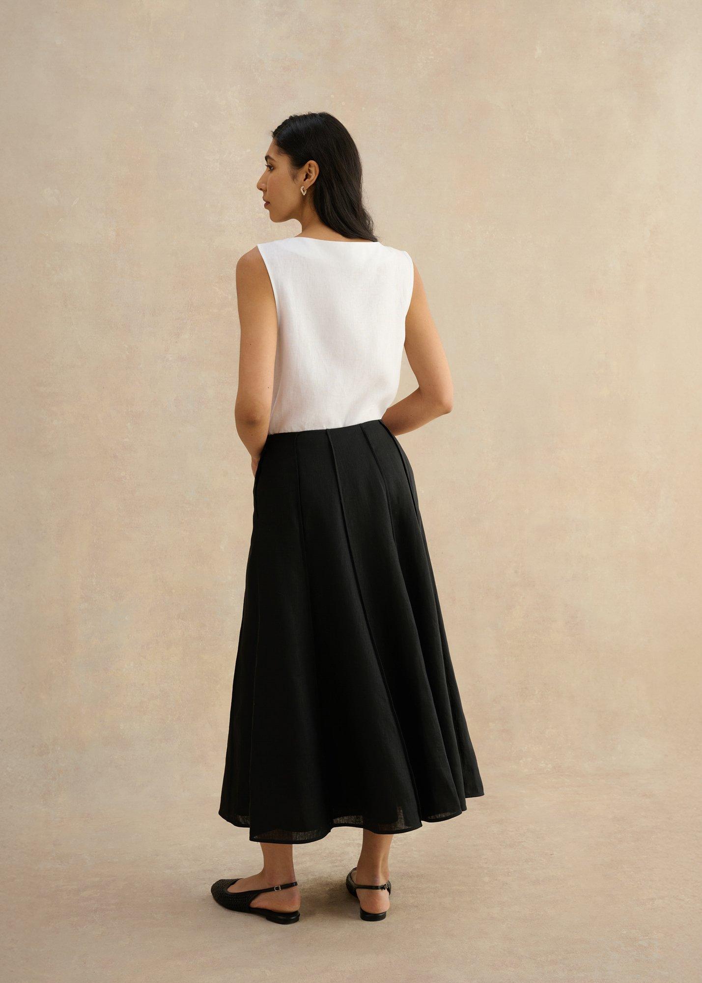 Alice Linen Skirt, Black, hi-res
