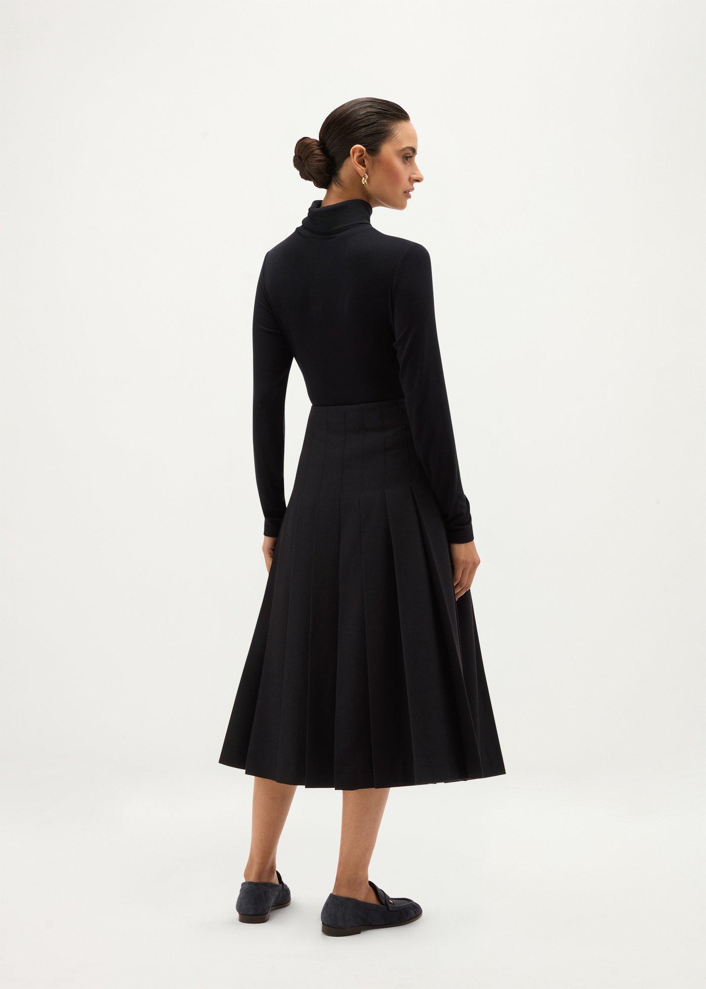 Paige Pleated Skirt, Navy, hi-res