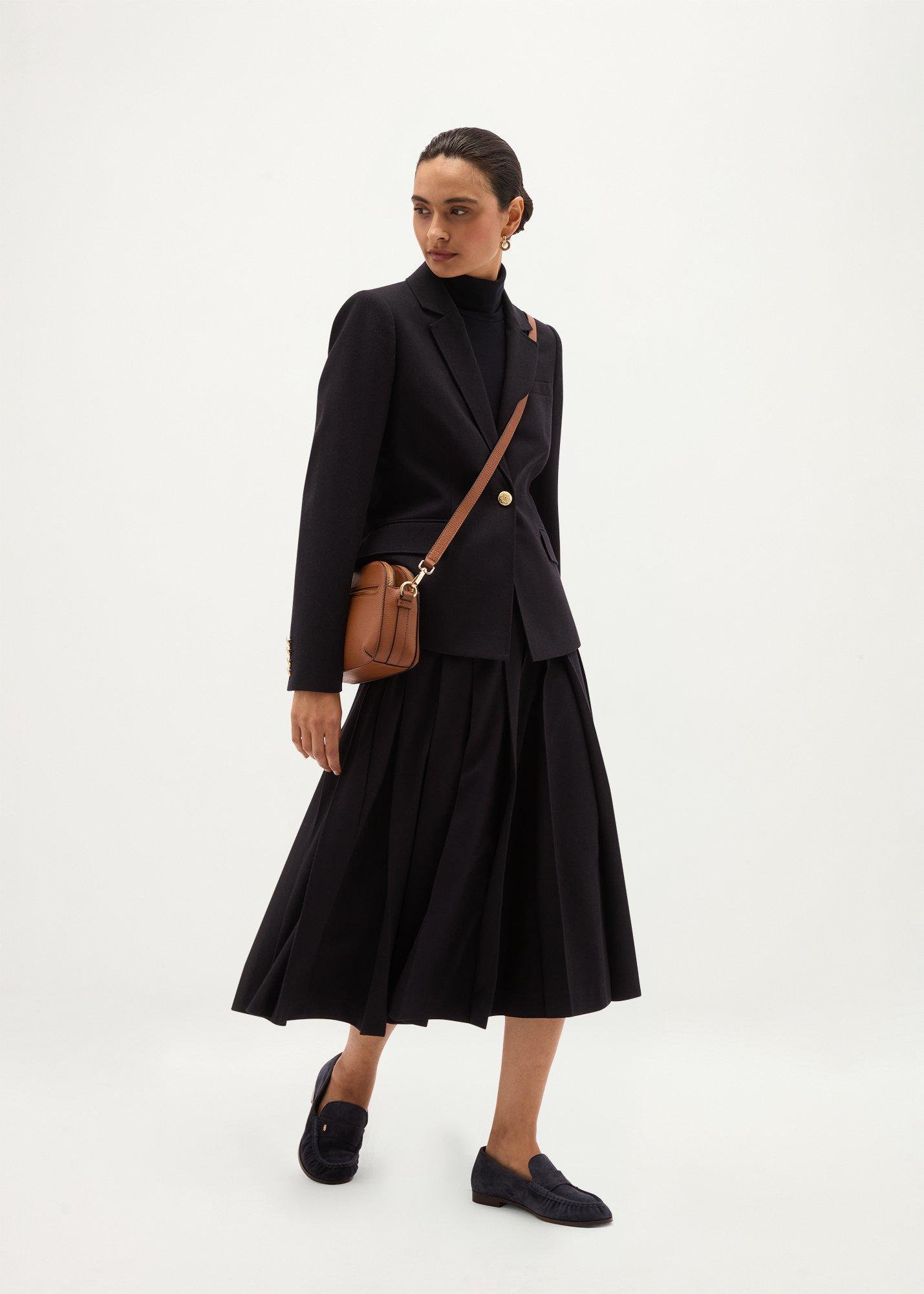 Paige Pleated Skirt, Navy, hi-res