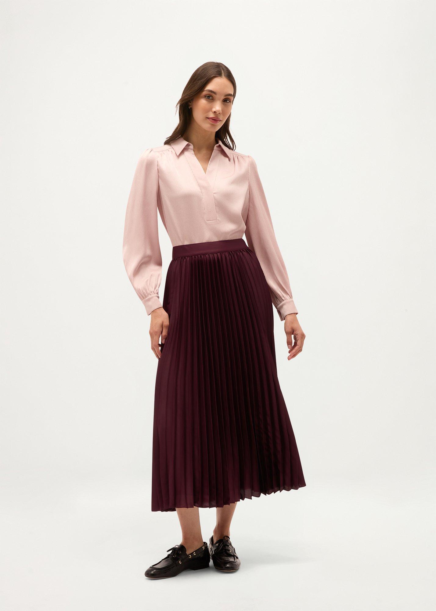 Amoura Pleated Satin Skirt