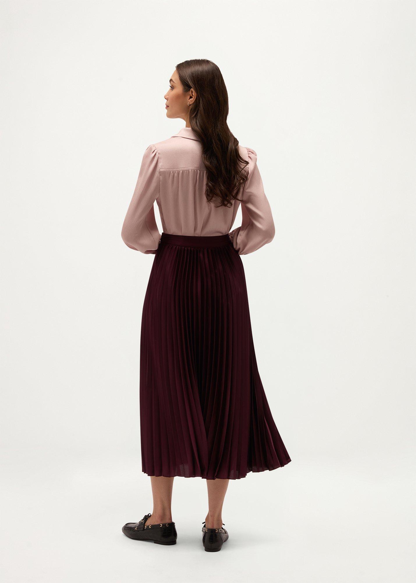 Amoura Pleated Satin Skirt, Fig Purple, hi-res