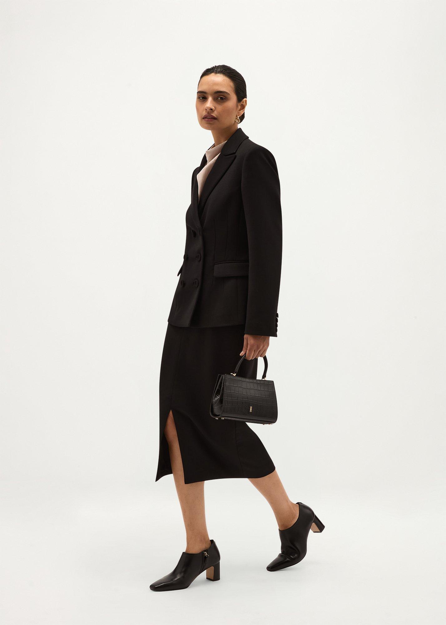 Lavinia Wool Blend Skirt, Black, hi-res
