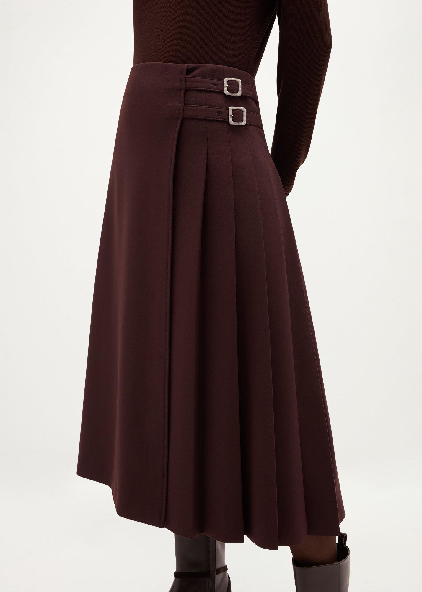 Sutton Pleated Skirt, Deep Brown, hi-res
