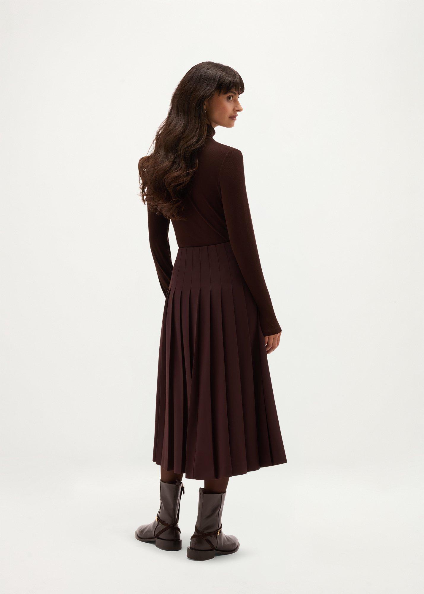 Sutton Pleated Skirt, Deep Brown, hi-res