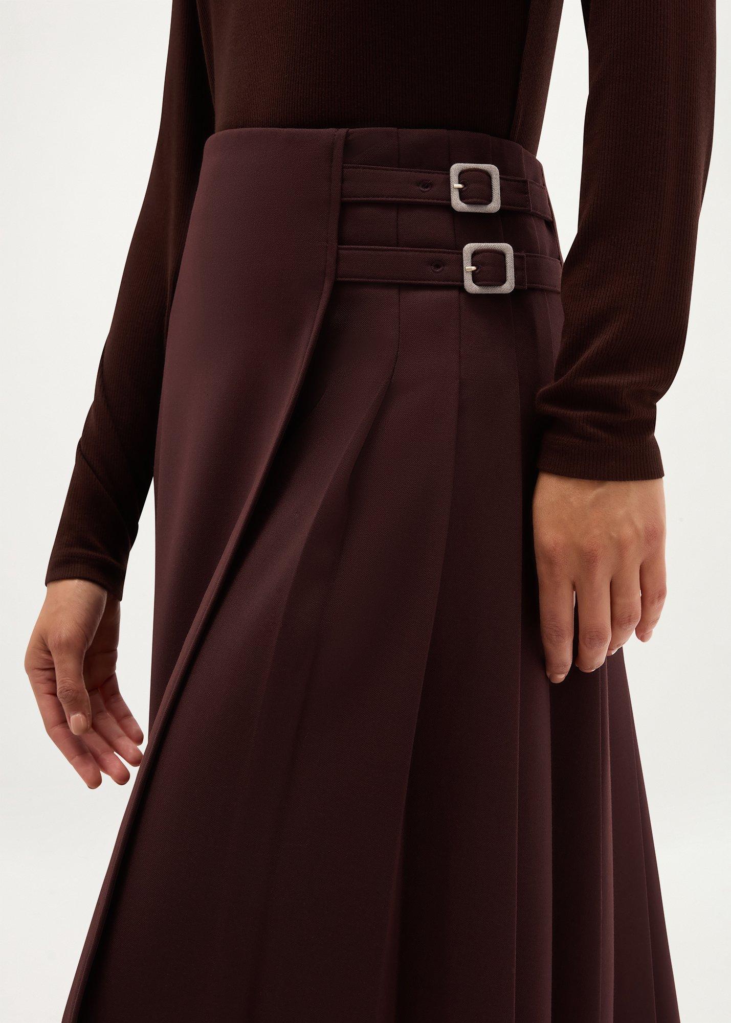 Sutton Pleated Skirt, Deep Brown, hi-res