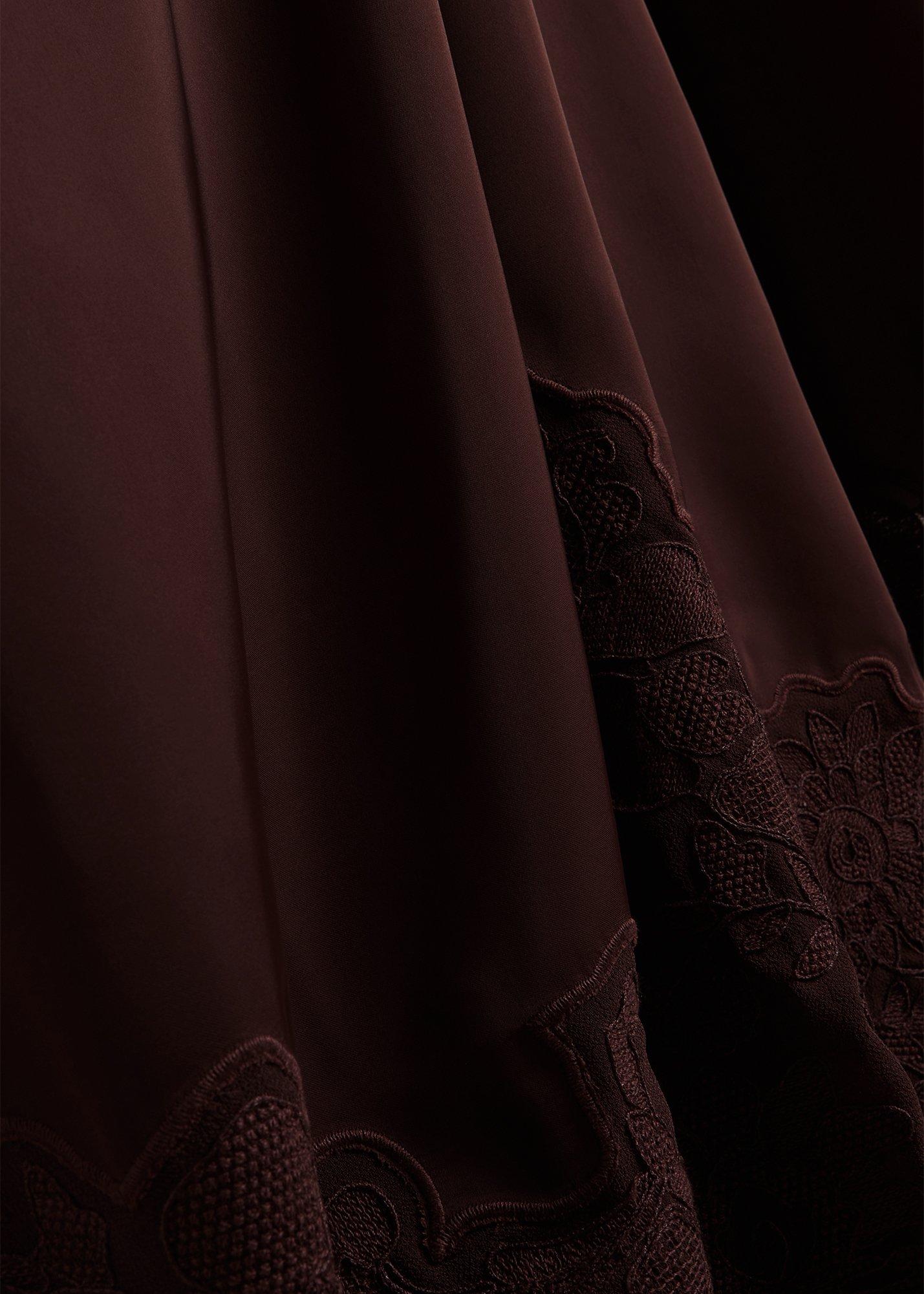 Beaumont Trimmed Satin Skirt, Deep Brown, hi-res