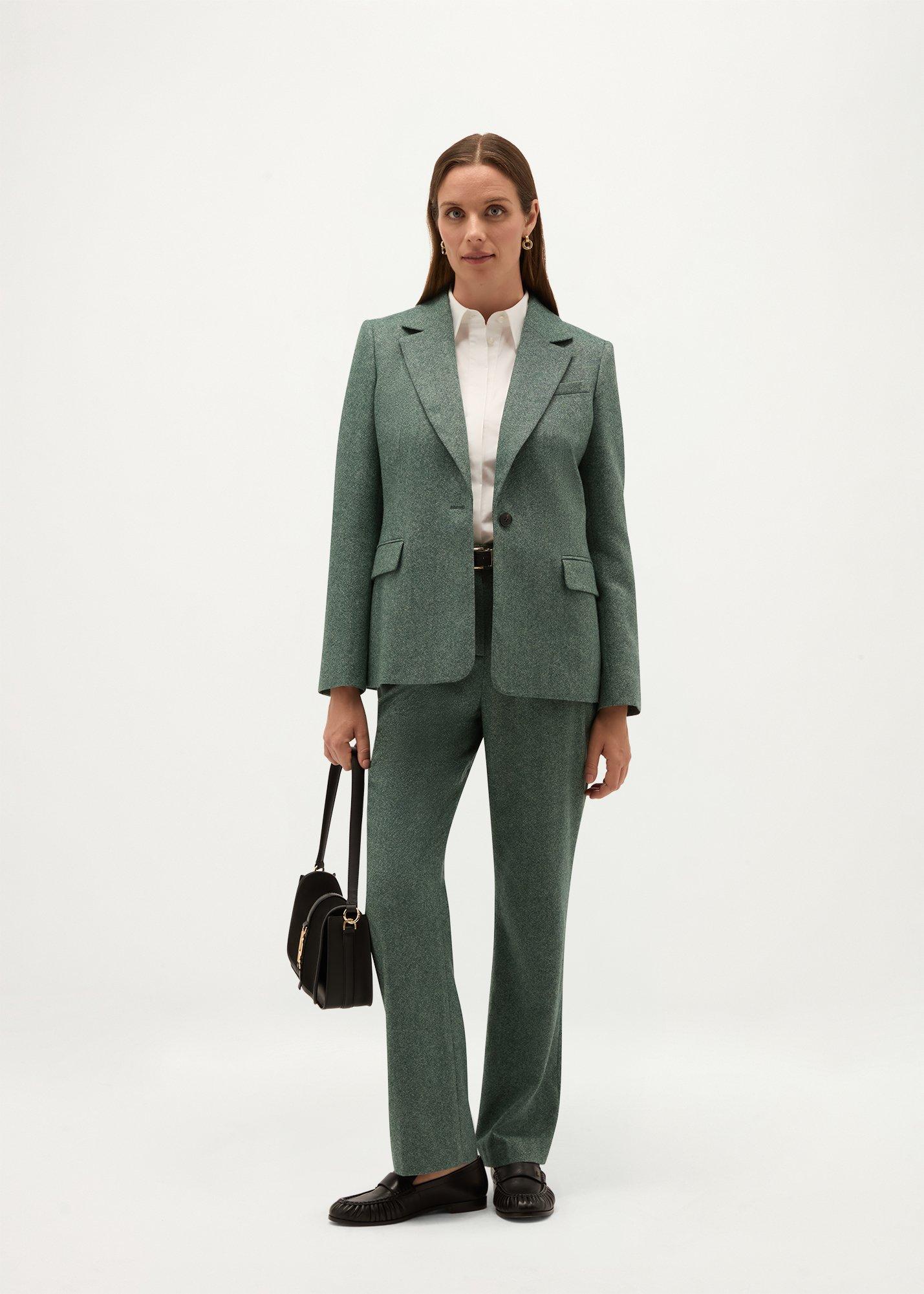 Palmer Wide Leg Trousers, Marine Green, hi-res