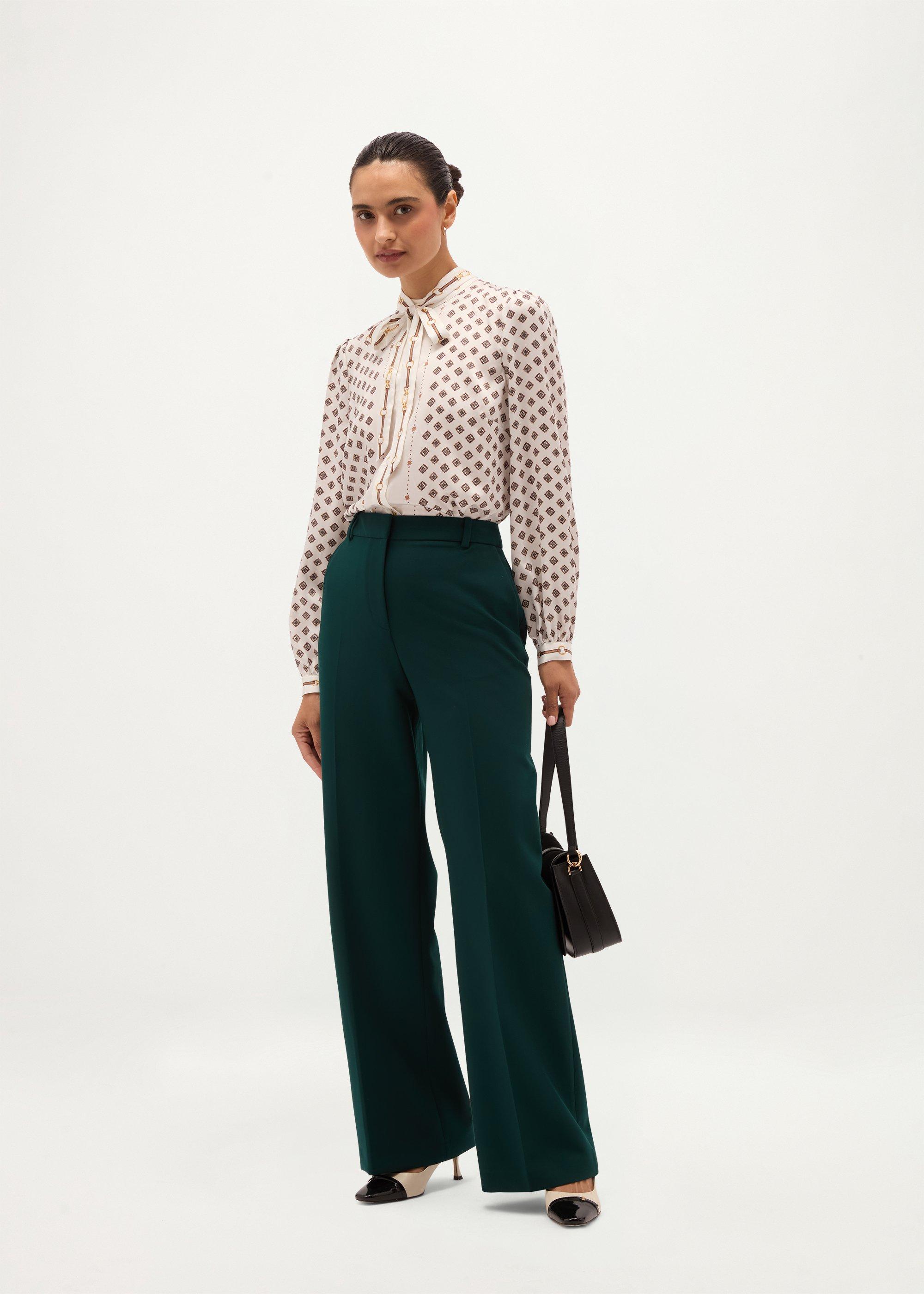 Robin Wide Leg Trousers, Dark Fir Green, hi-res
