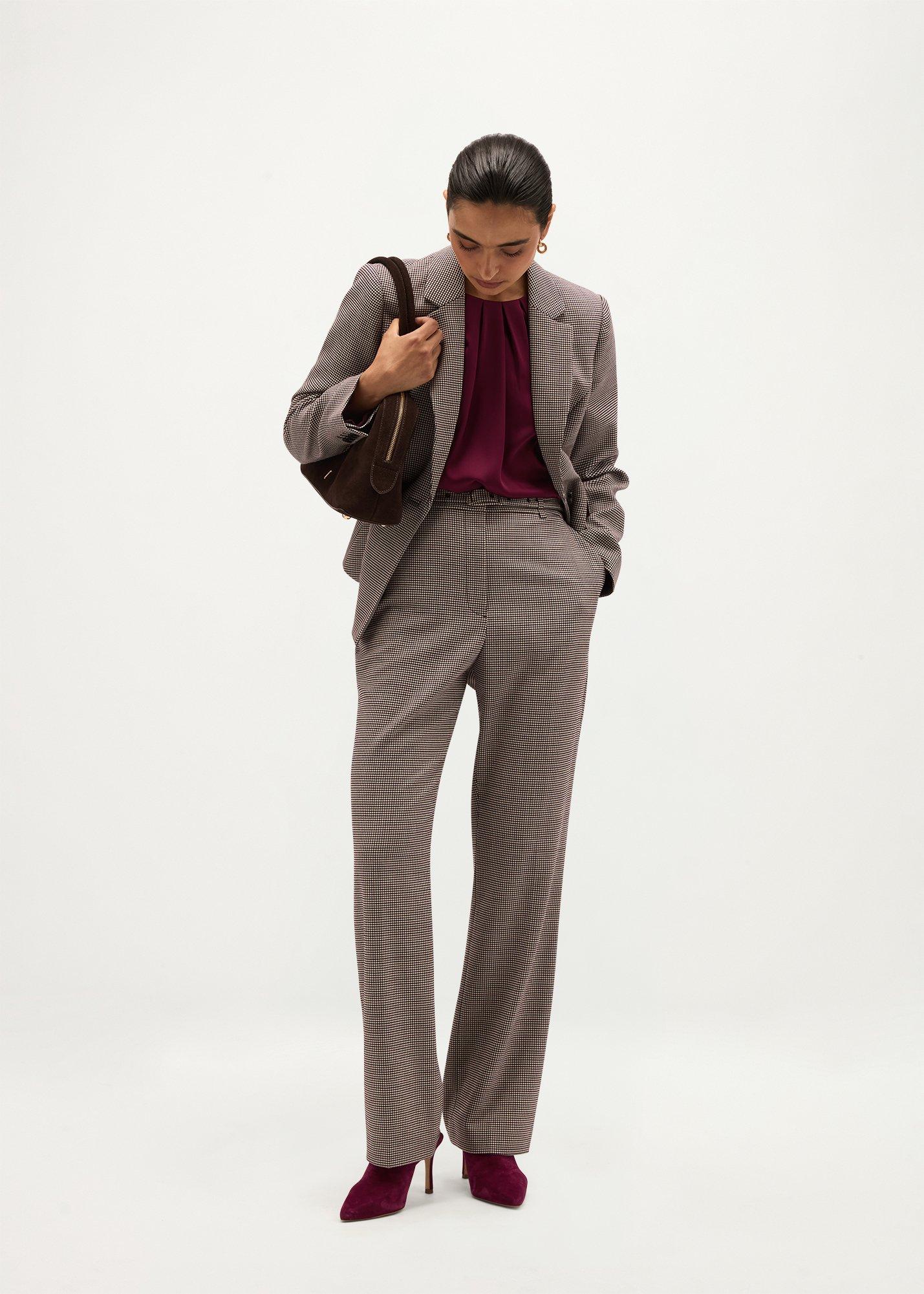 Imogen Wool Blend Trousers, Plum Multi, hi-res
