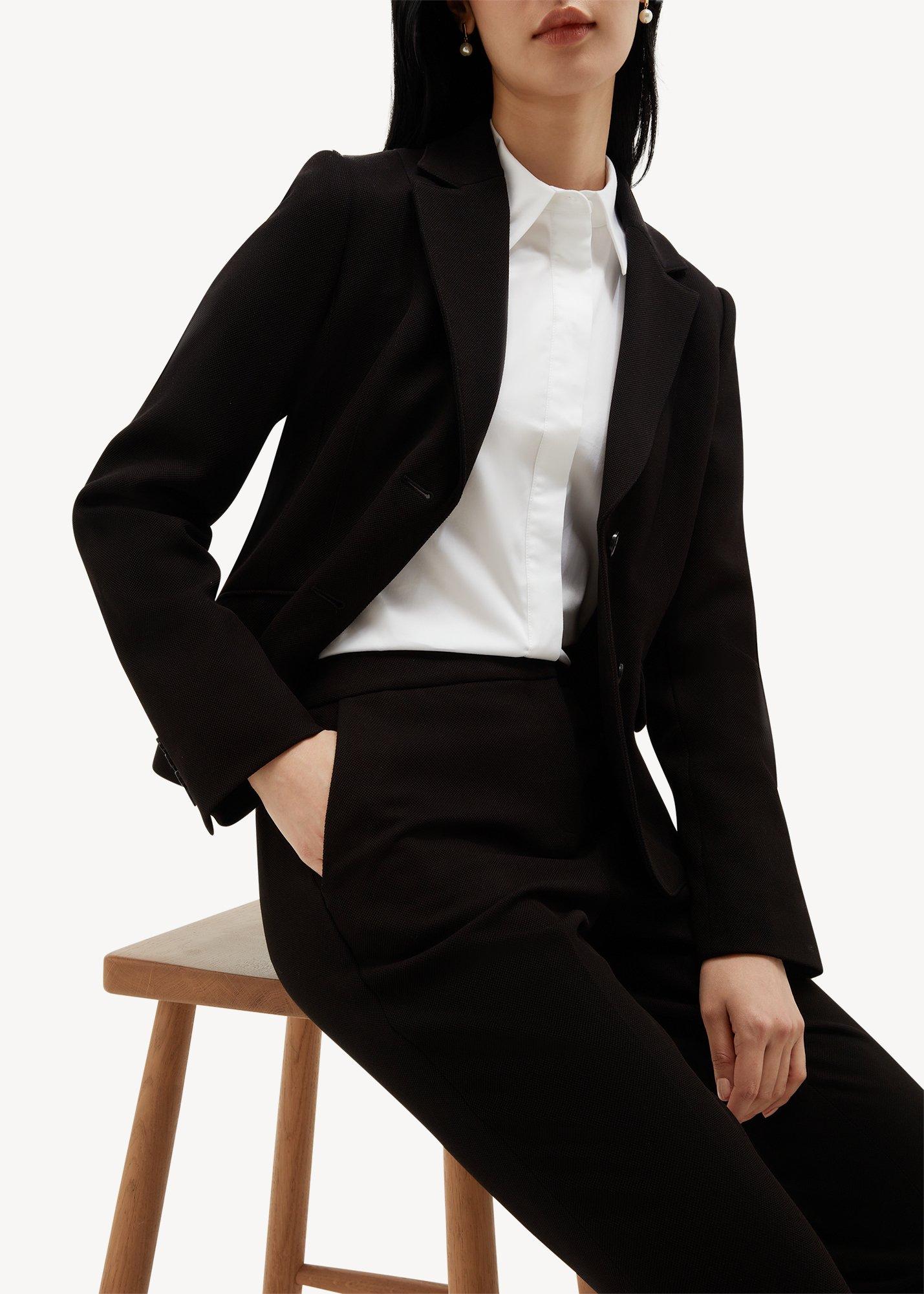 Lea Pique Slim Trousers, Black, hi-res