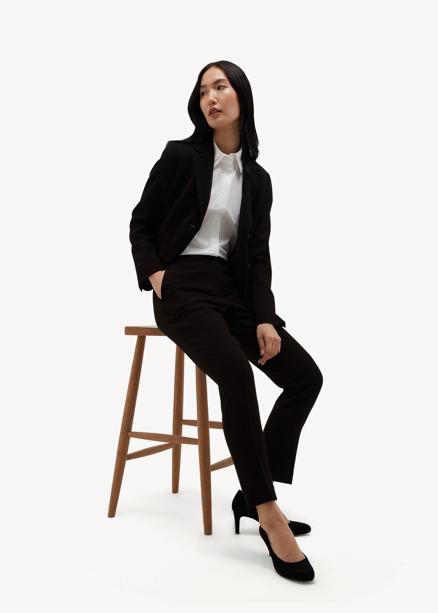 Lea Pique Slim Trousers, Black, hi-res