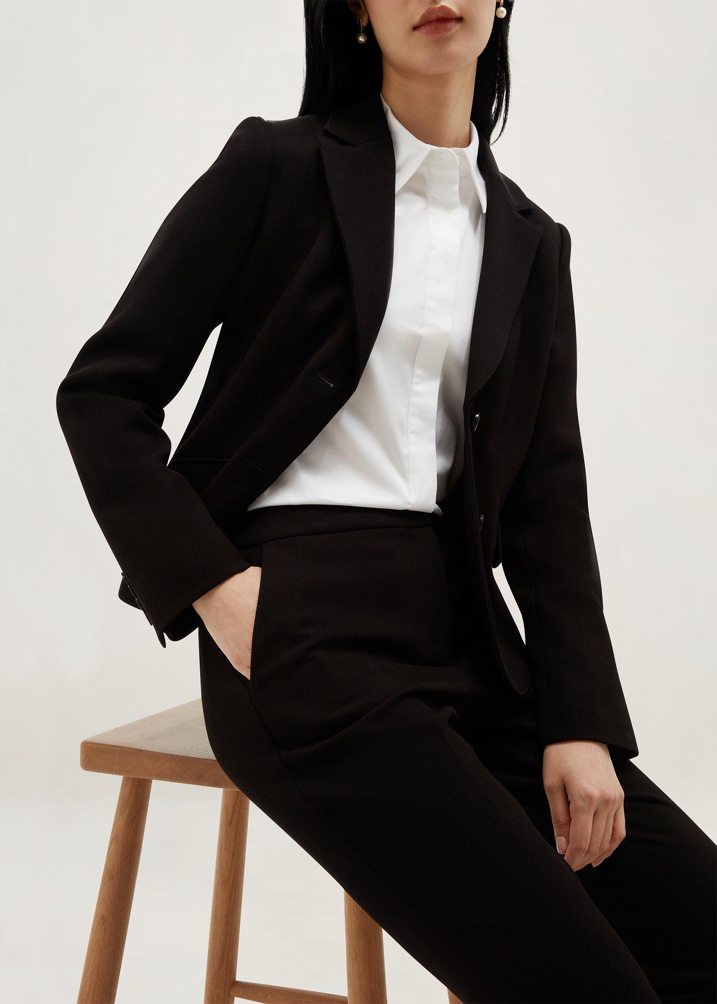 Petite Lea Pique Slim Trousers, Black, hi-res
