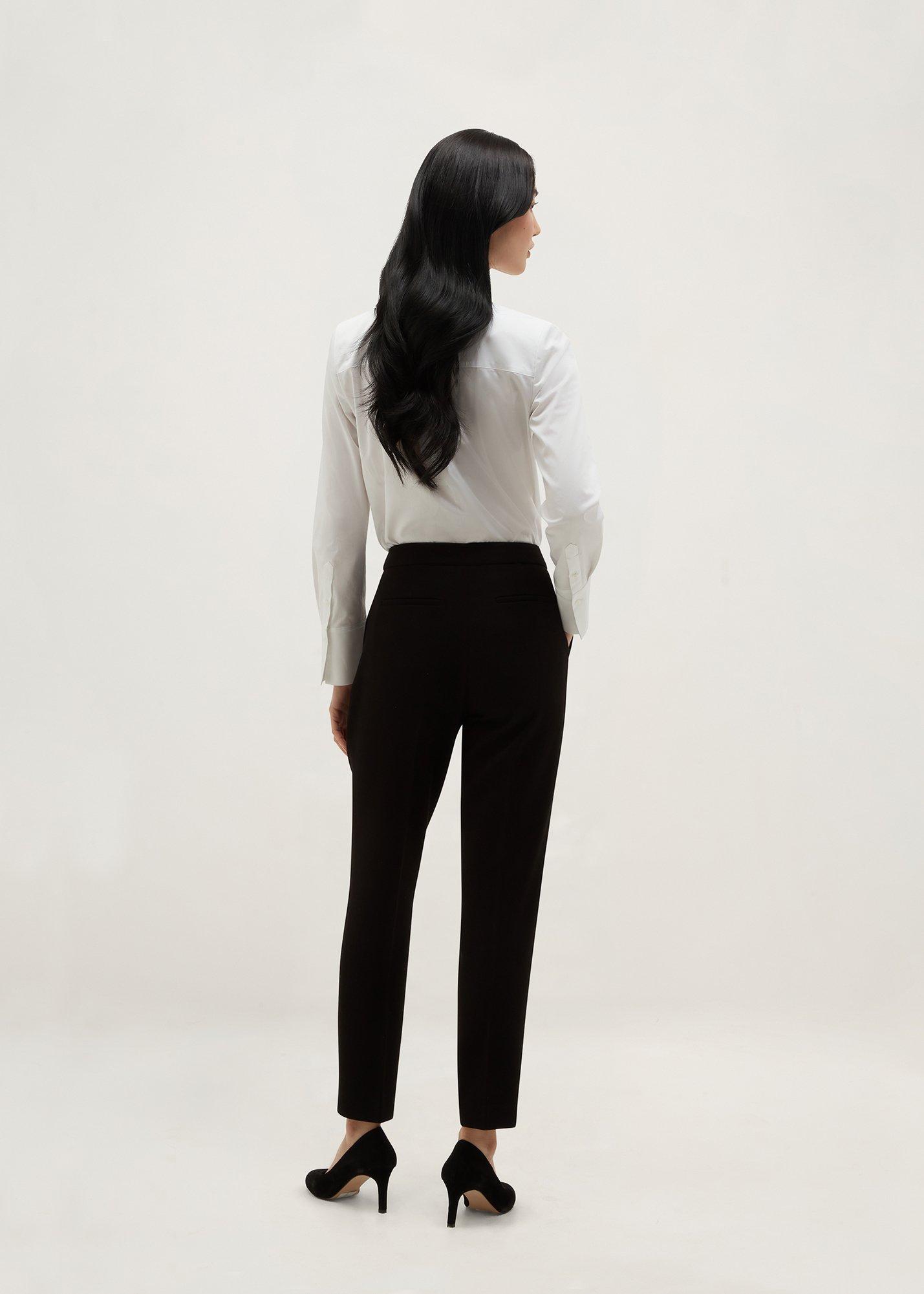 Petite Lea Pique Slim Trousers, Black, hi-res
