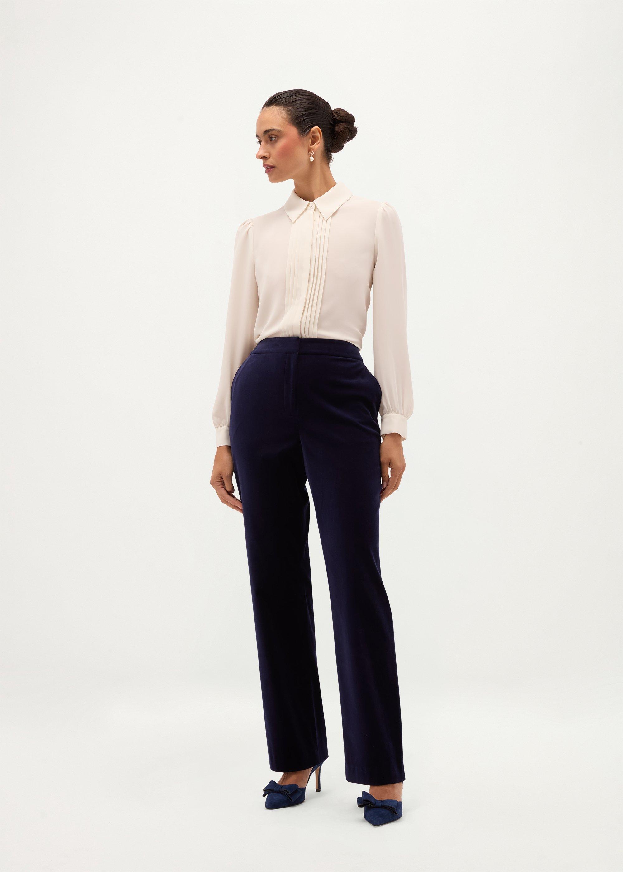 Heather Velvet Trousers, Midnight, hi-res