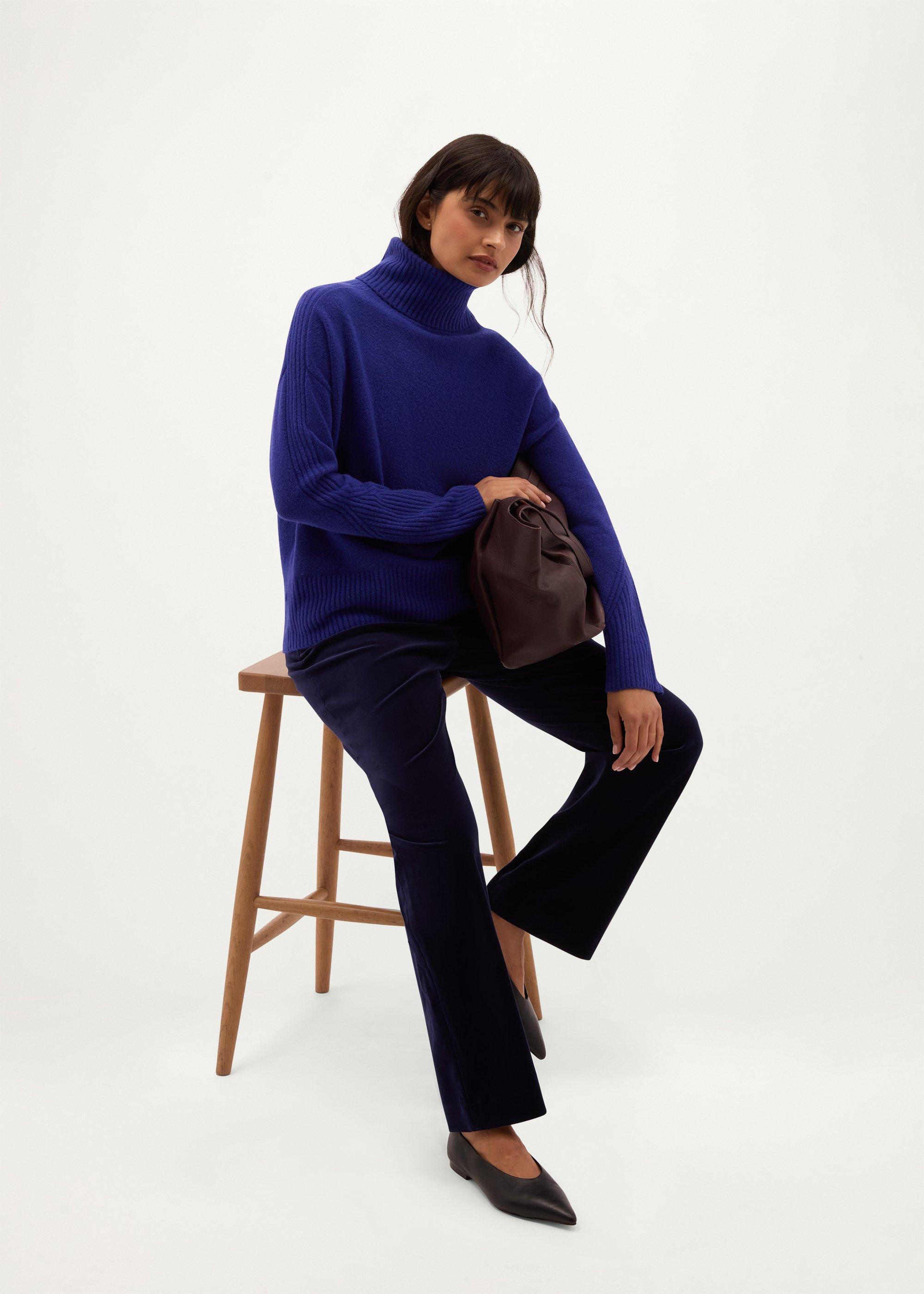 Amber Rollneck Jumper, Violet Blue, hi-res