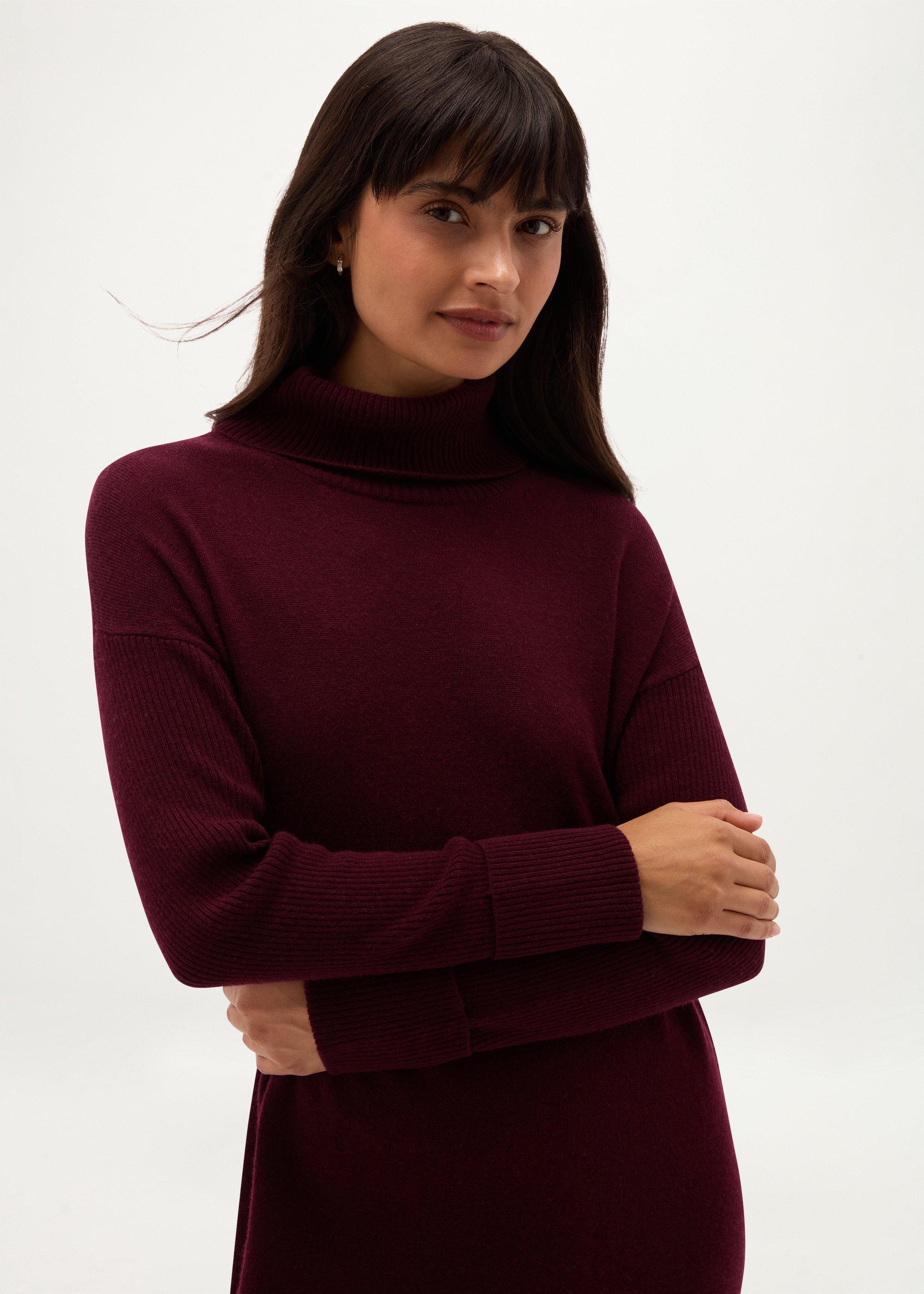 Ava Knitted Dress With Wool, Fig Purple, hi-res