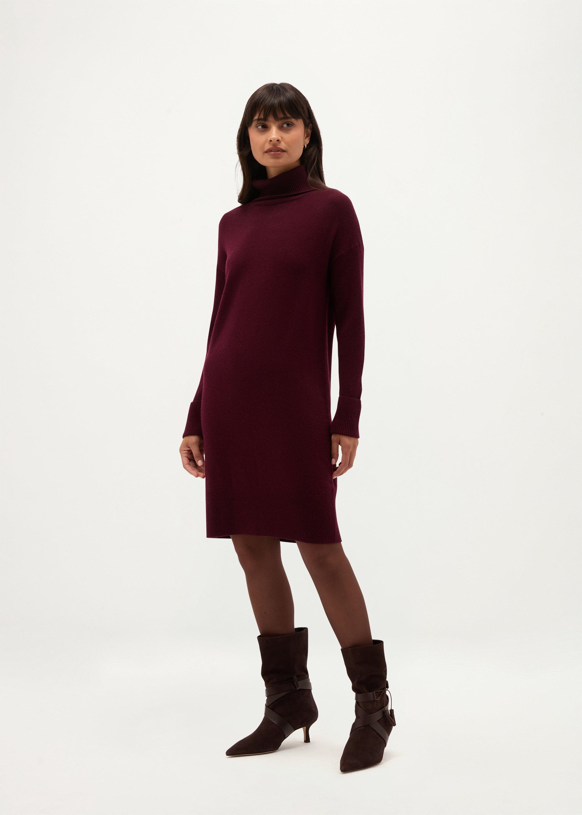 Ava Knitted Dress With Wool, Fig Purple, hi-res