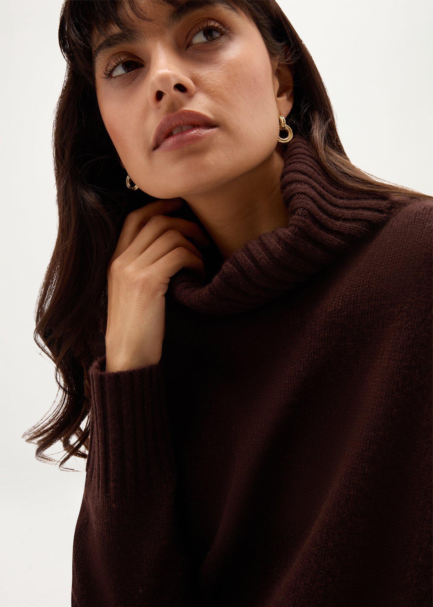 Gabi Wool Cashmere Rollneck Jumper, Alder Brown, hi-res