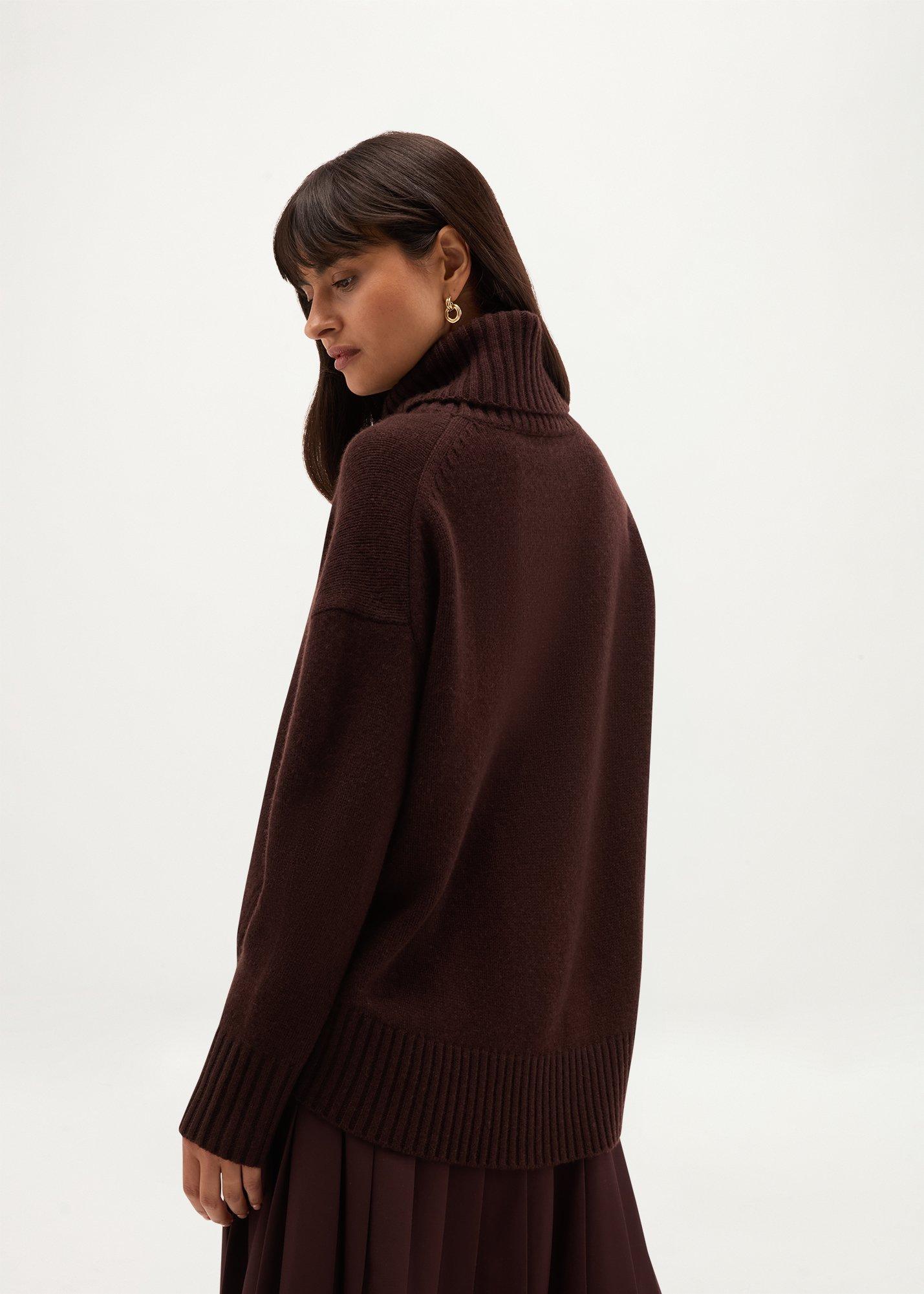 Gabi Wool Cashmere Rollneck Jumper, Alder Brown, hi-res
