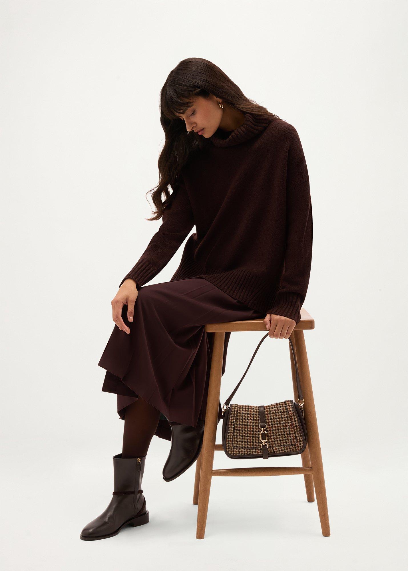 Gabi Wool Cashmere Rollneck Jumper, Alder Brown, hi-res