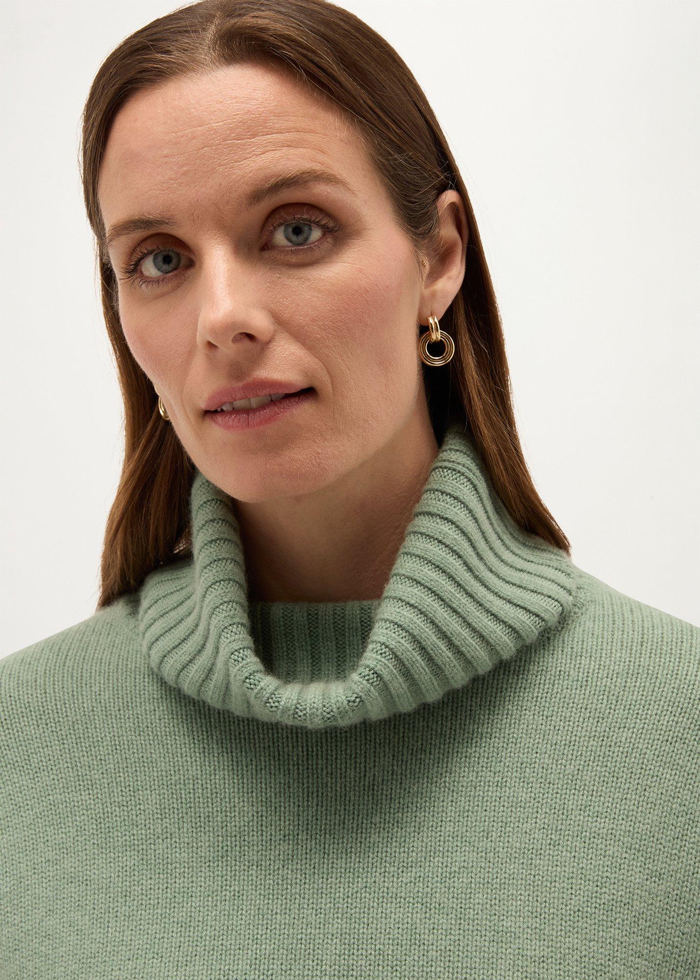 Gabi Wool Cashmere Rollneck Jumper, Cool Sage Marl, hi-res
