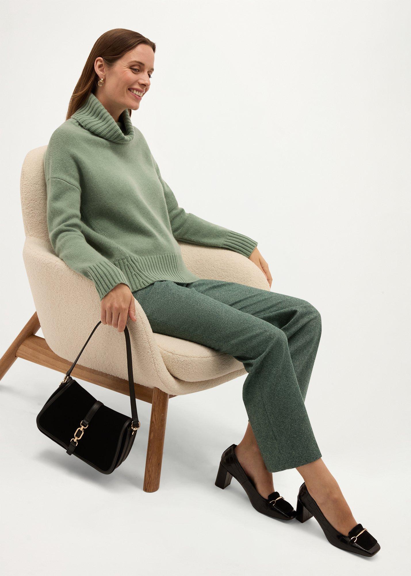 Gabi Wool Cashmere Rollneck Jumper, Cool Sage Marl, hi-res