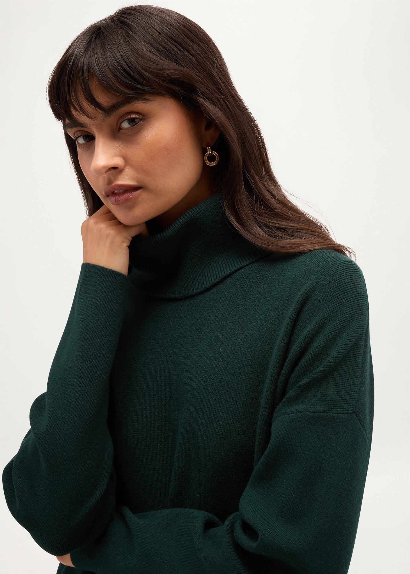 Yvette Rollneck Sweater, Dark Fir Green, hi-res
