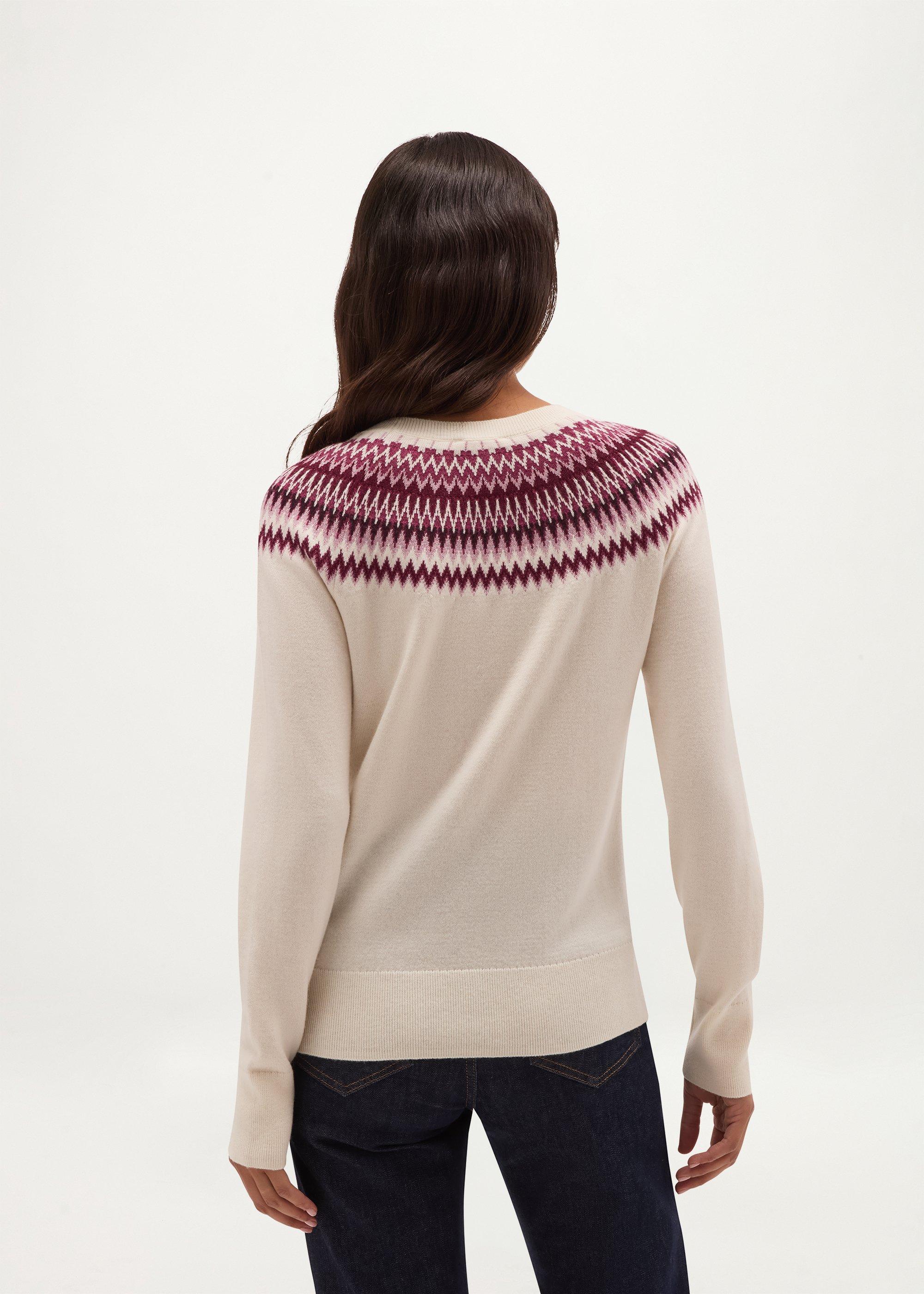 Greta Fairisle Jumper With Wool, Ivory, hi-res