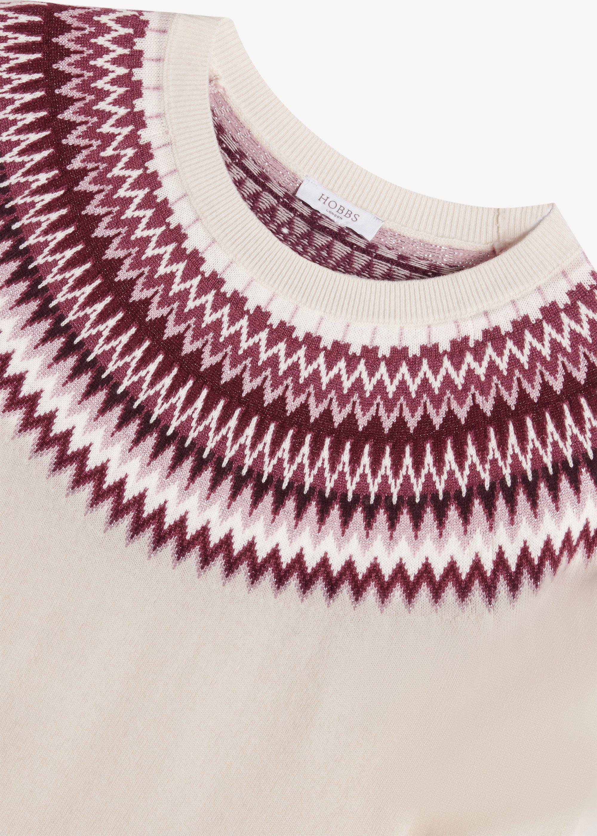 Greta Fairisle Jumper With Wool, Ivory, hi-res