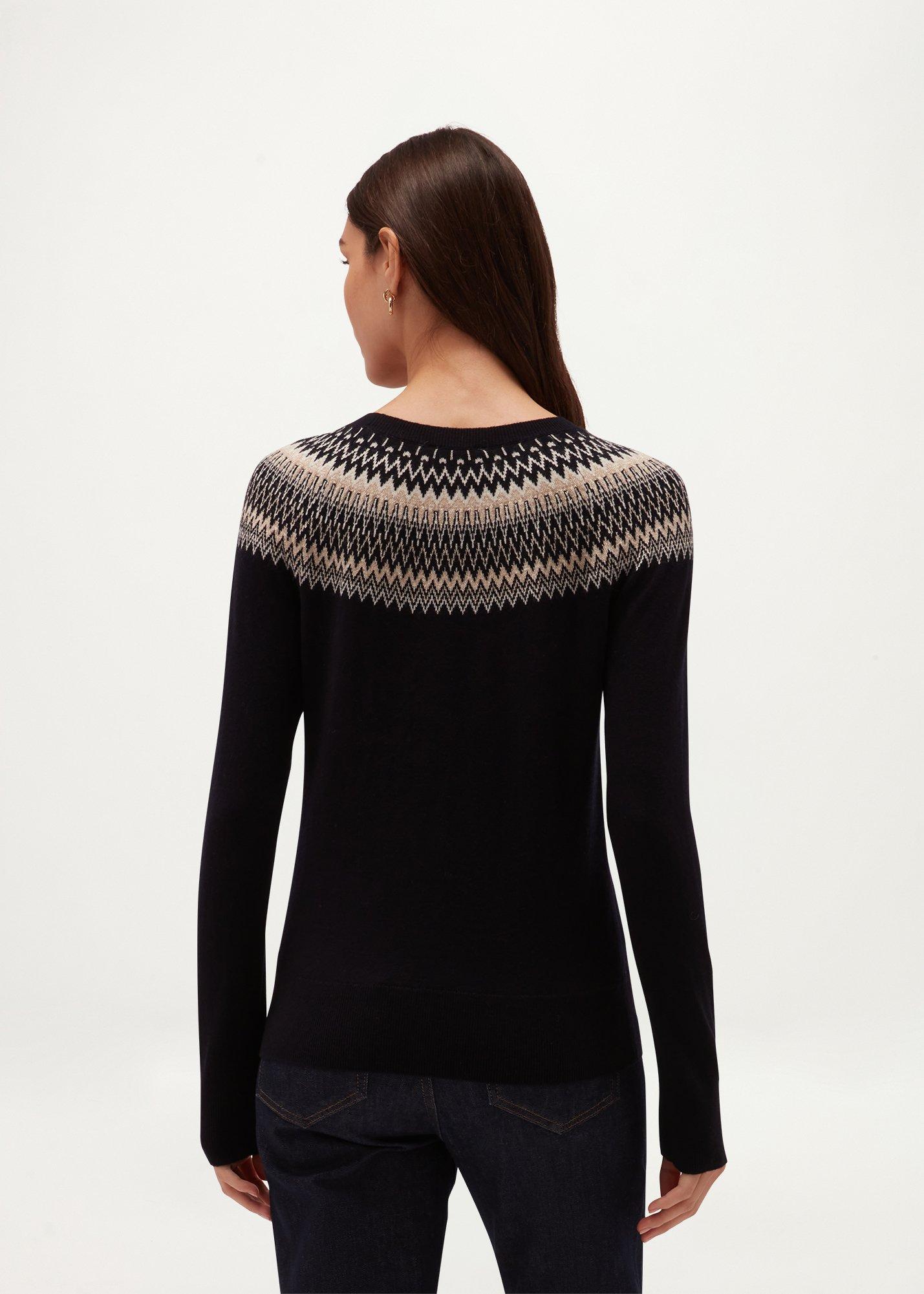 Greta Fairisle Jumper, Navy Gold, hi-res