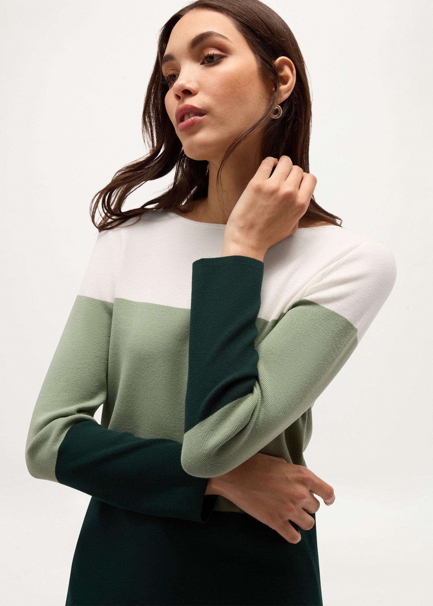 Alice Colourblock Jumper, Sage Green, hi-res