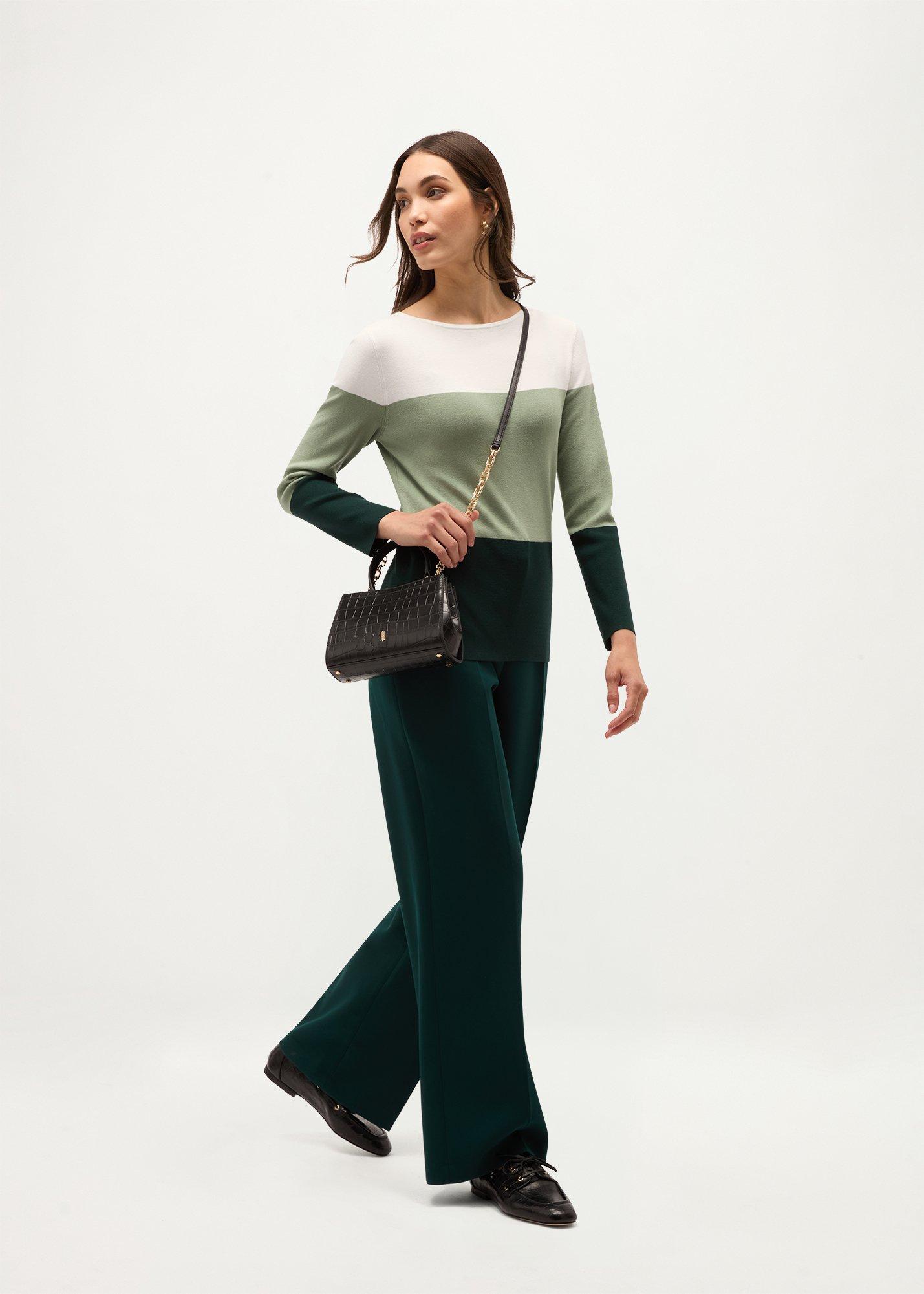Alice Colourblock Jumper, Sage Green, hi-res