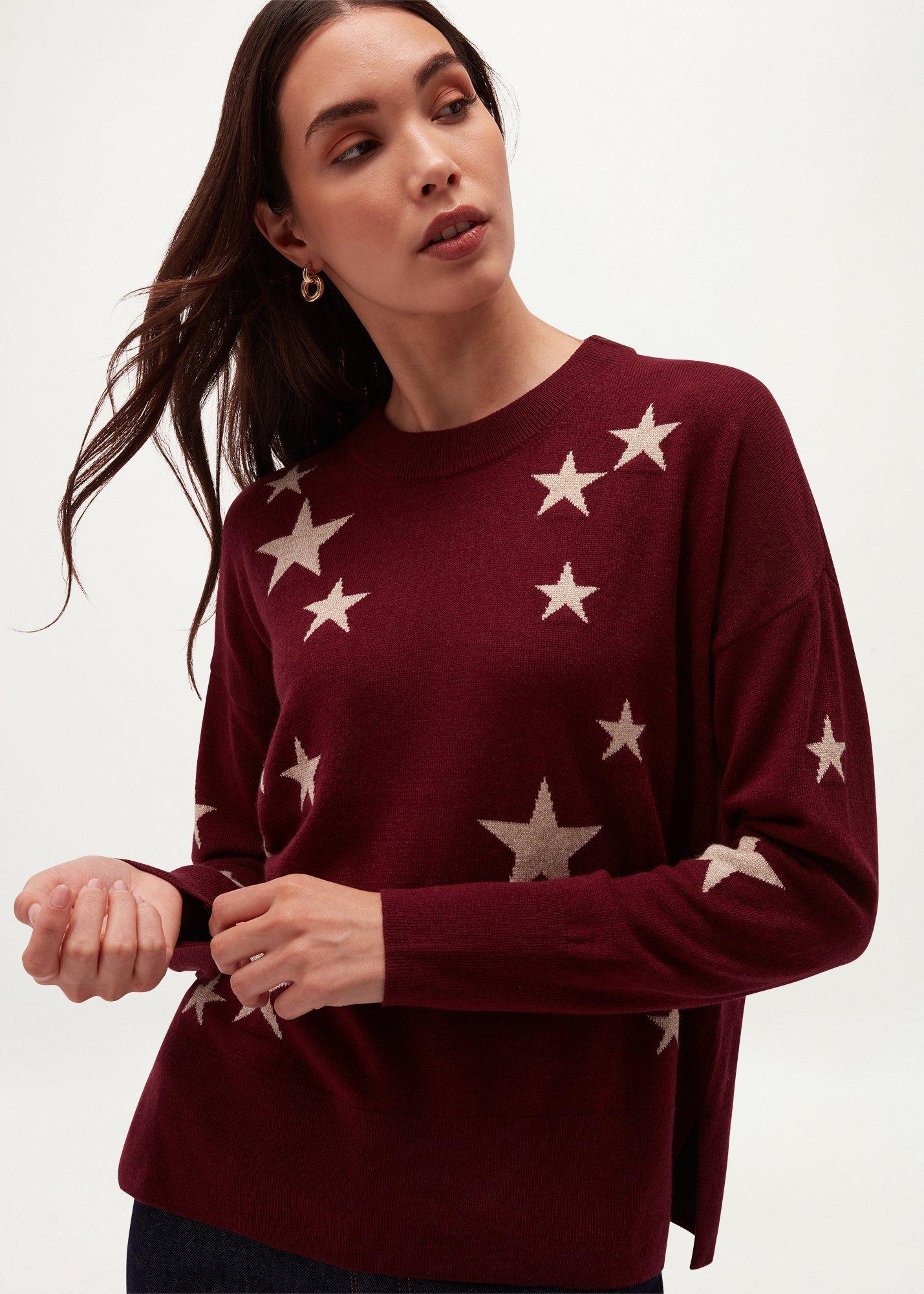 Arnelle Star Jumper, Warm Plum, hi-res