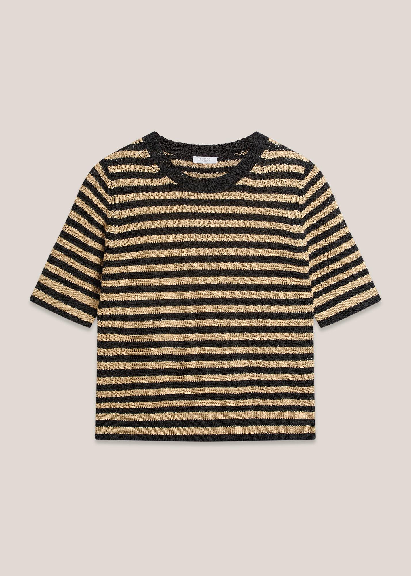 Clemmie Cotton Blend Stripe Knitted T-shirt 