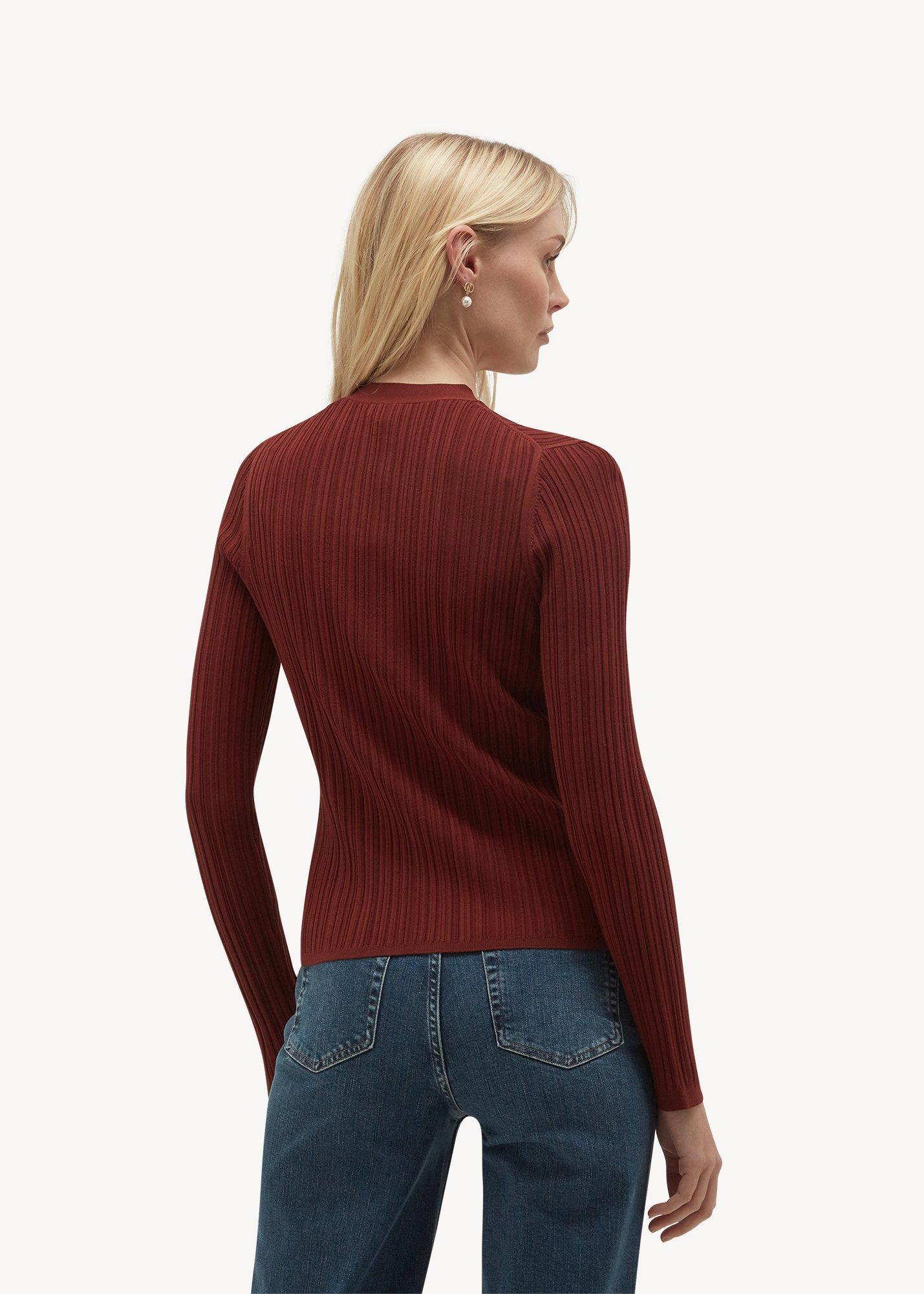 Etta Ribbed Cardigan, Brick Brown, hi-res