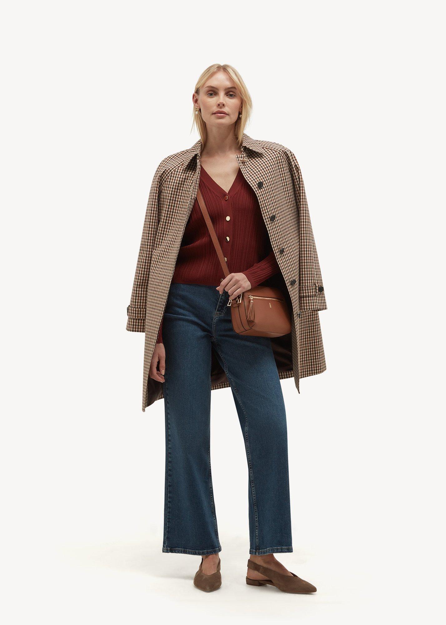 Etta Ribbed Cardigan, Brick Brown, hi-res