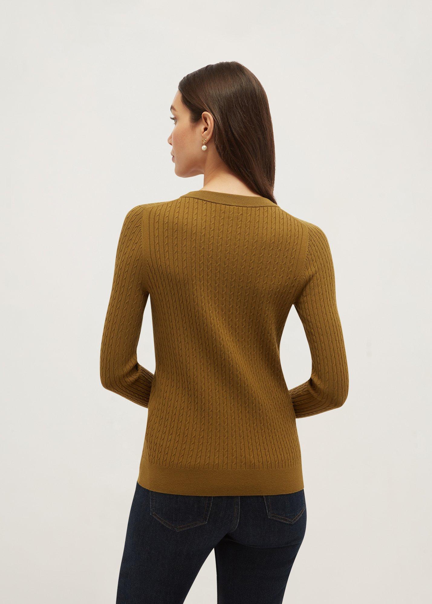 Iris Cable Jumper, Khaki Green, hi-res