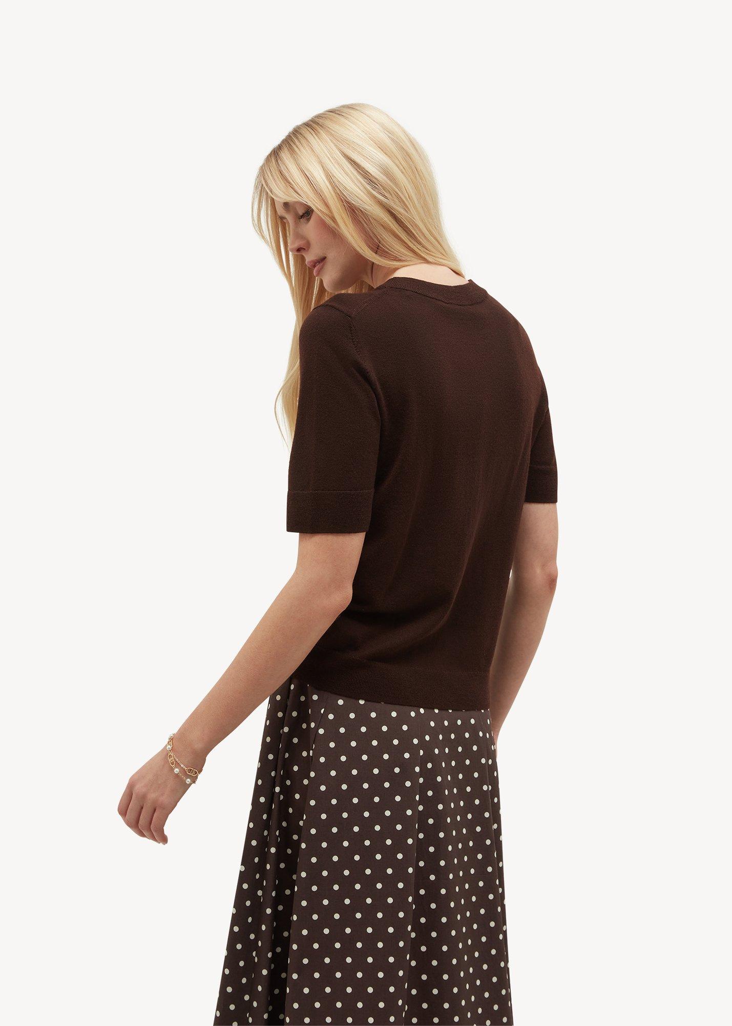 Winnie Knitted Merino T-Shirt, Alder Brown, hi-res