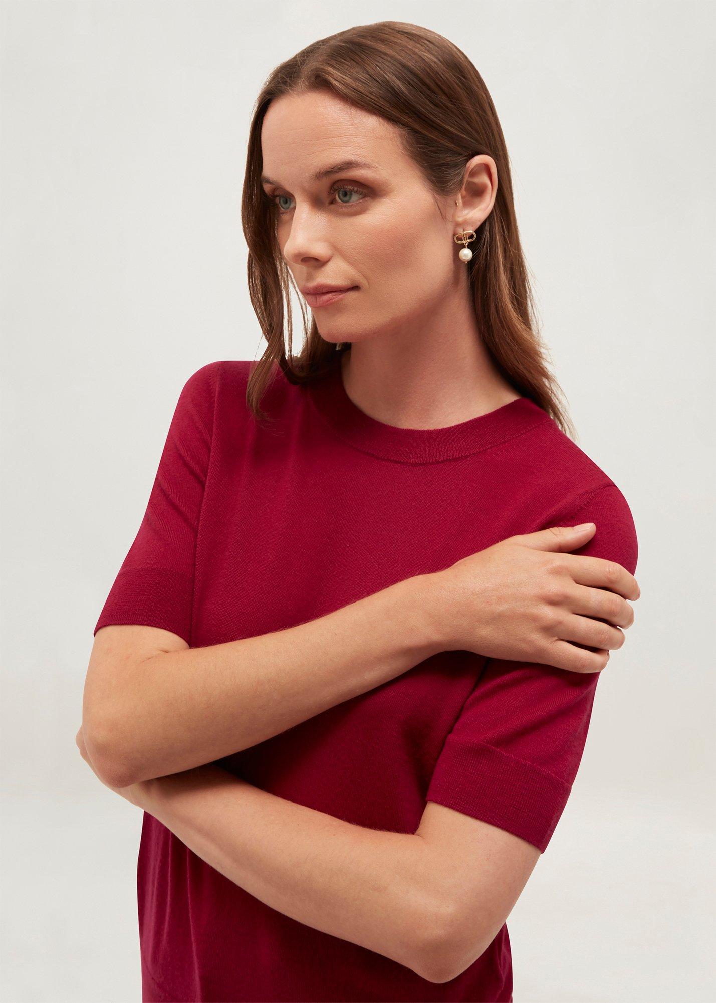 Winnie Merino Knitted T-Shirt, Calla Pink, hi-res