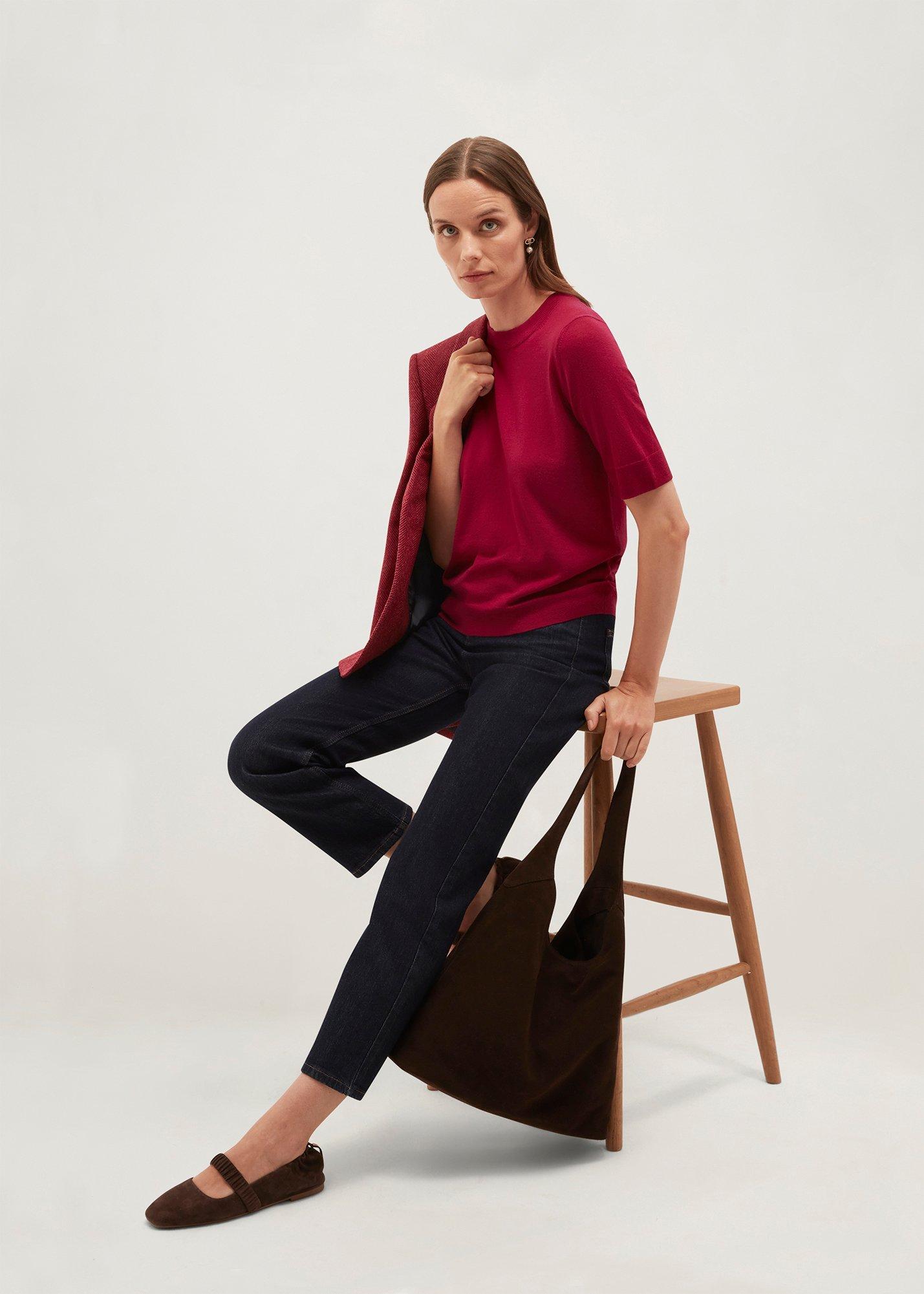 Winnie Merino Knitted T-Shirt, Calla Pink, hi-res