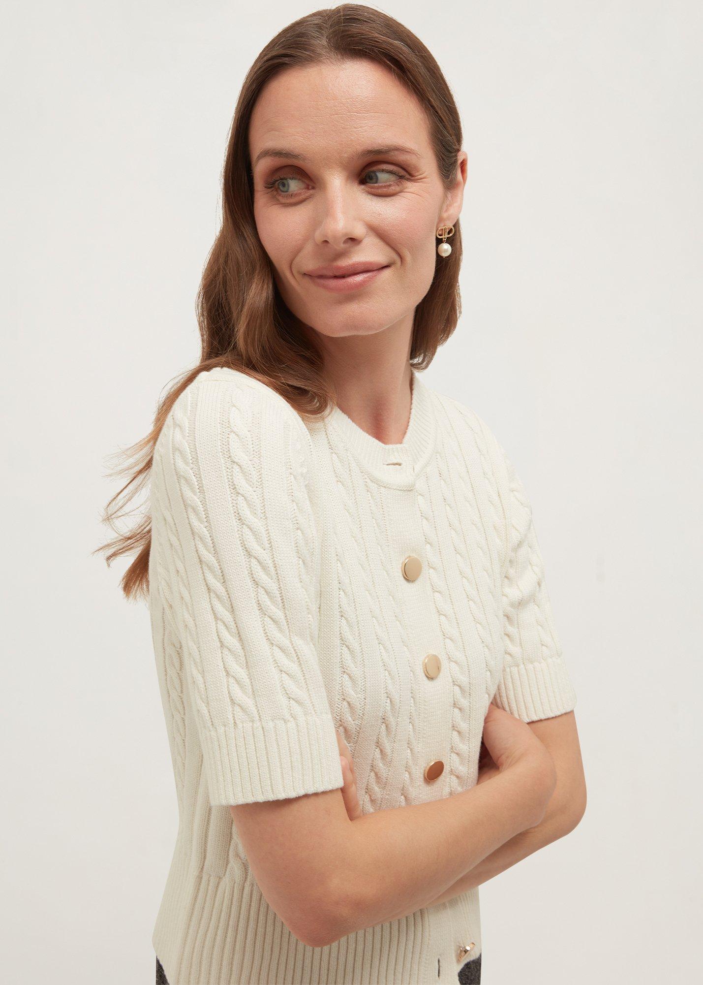 Losie Cable Cardigan, Ivory, hi-res