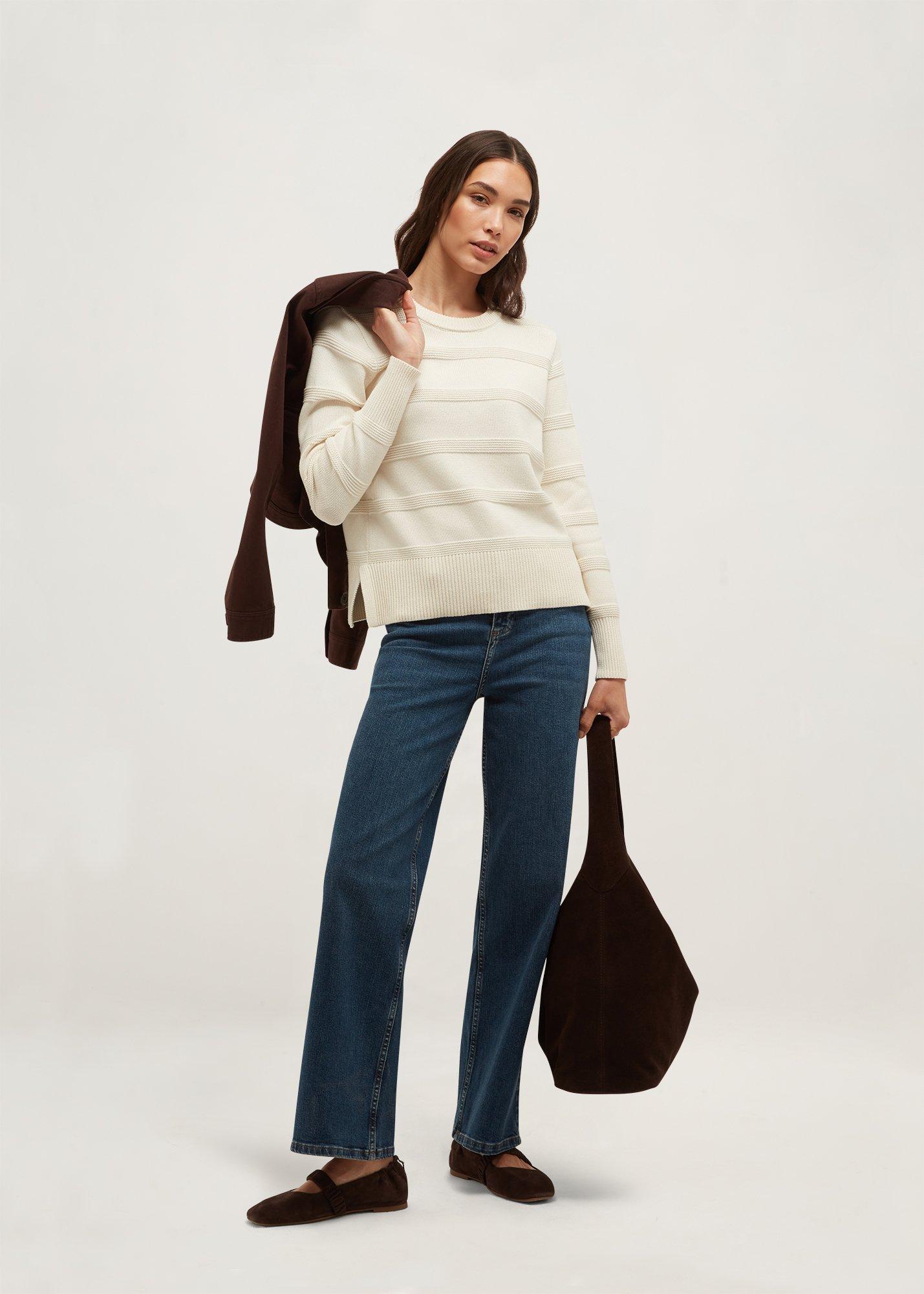June Cotton Textured Jumper, Warm Ivory, hi-res